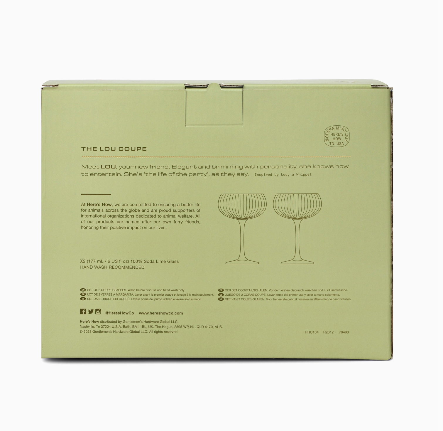 The Lou Coupe Glass - Olive