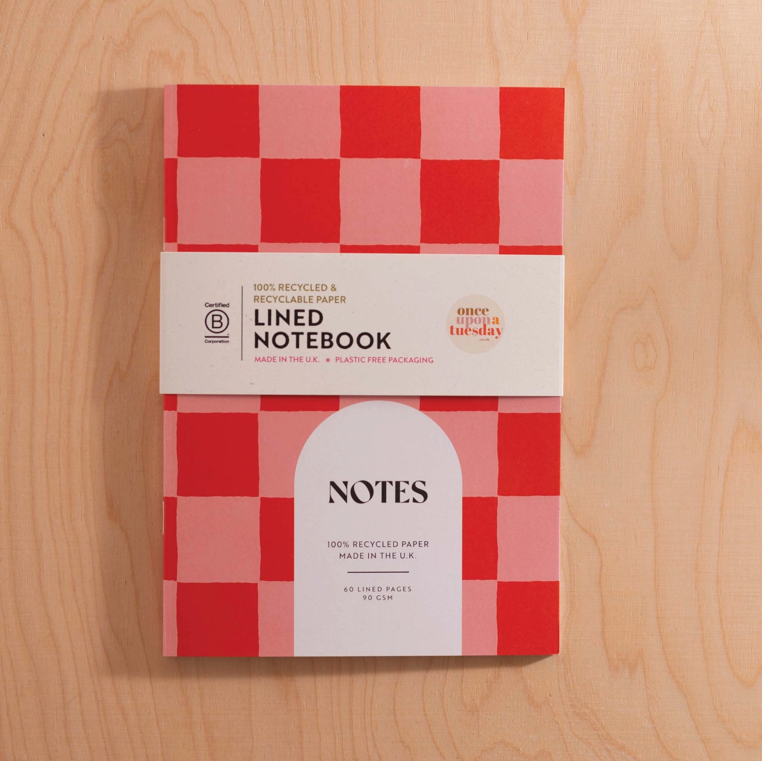 Peach + Cherry Check Notebook