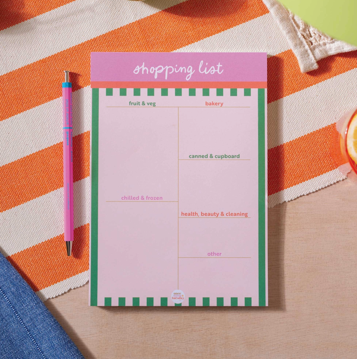 Weekly Shopping List Pad - Cabana Stripe