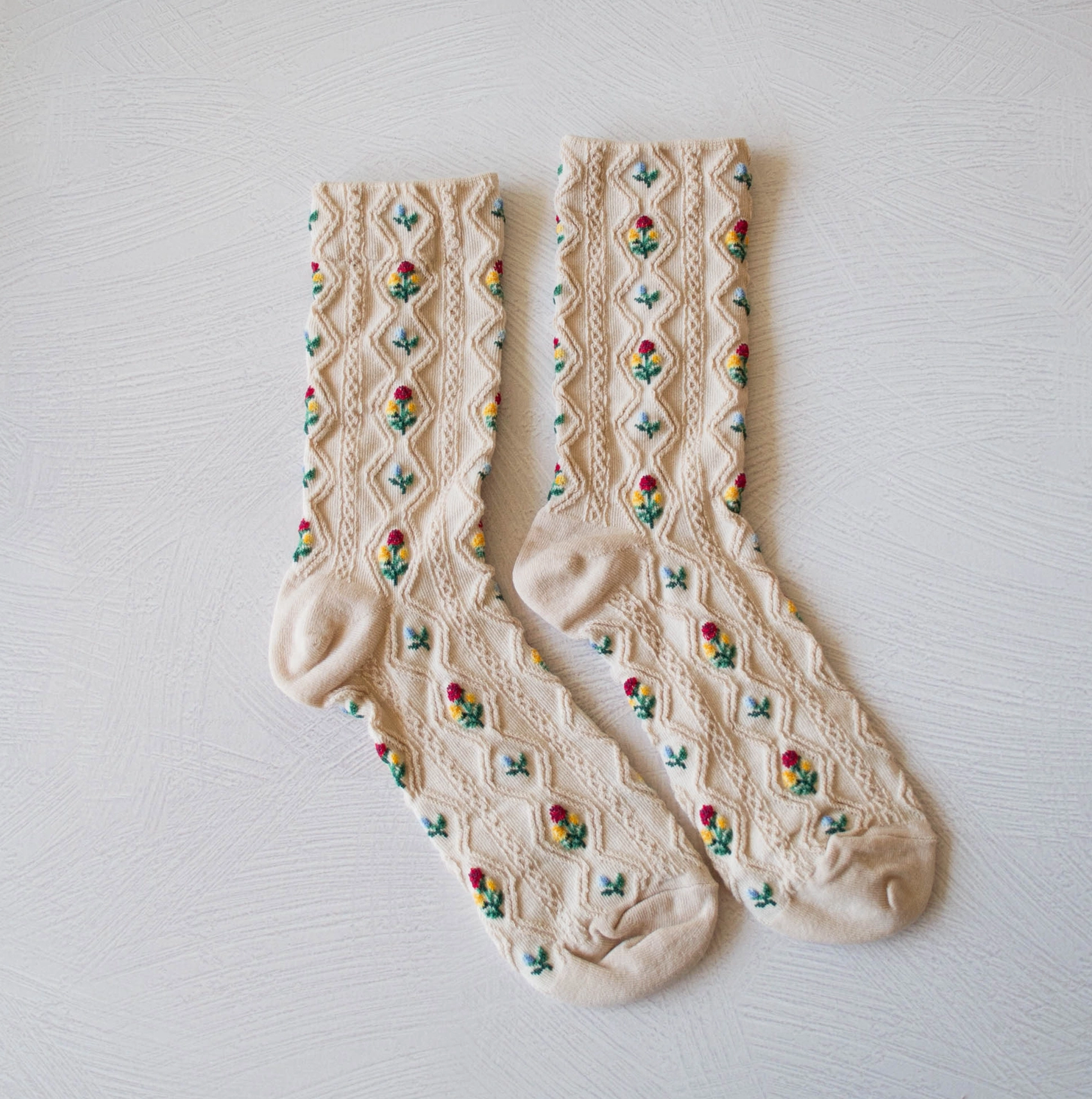 Milk Tea Floral Socks