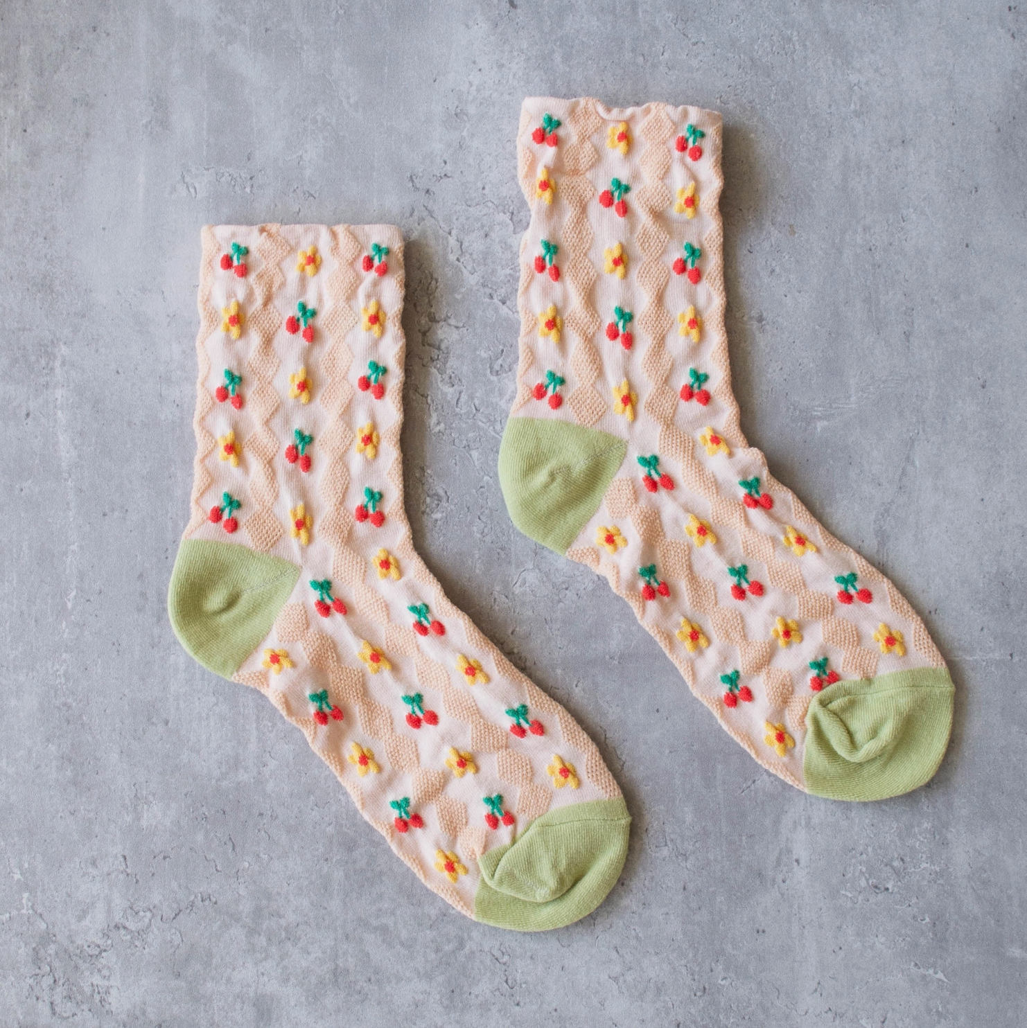 Cherry Floral Pattern Socks