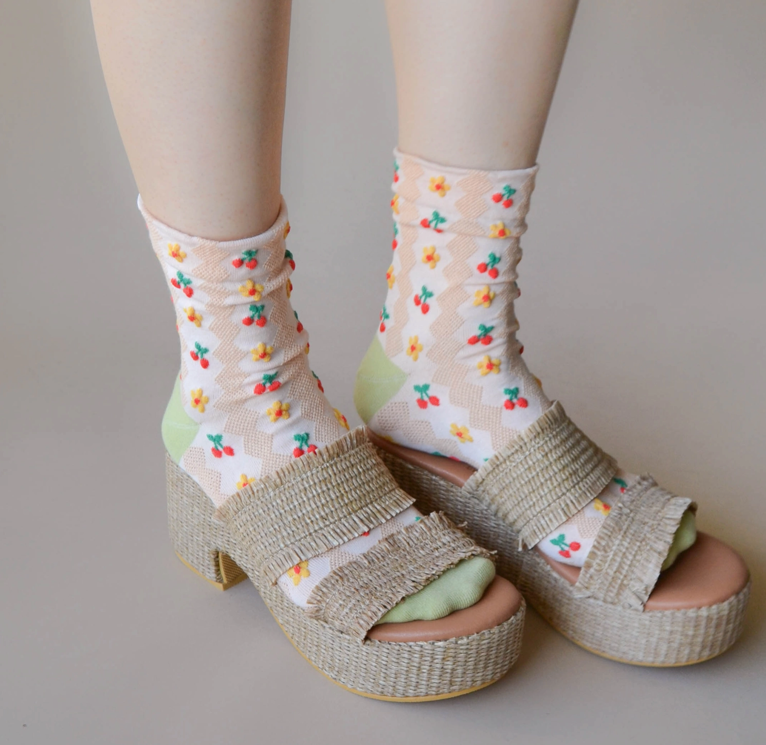 Cherry Floral Pattern Socks