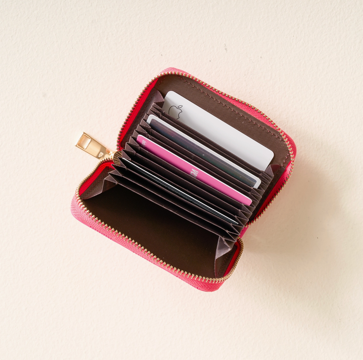 Hot Pink Checkered Zip Around Wallet