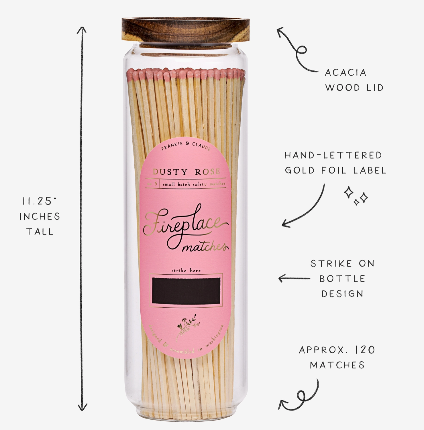 Fireplace Matches - Dusty Rose