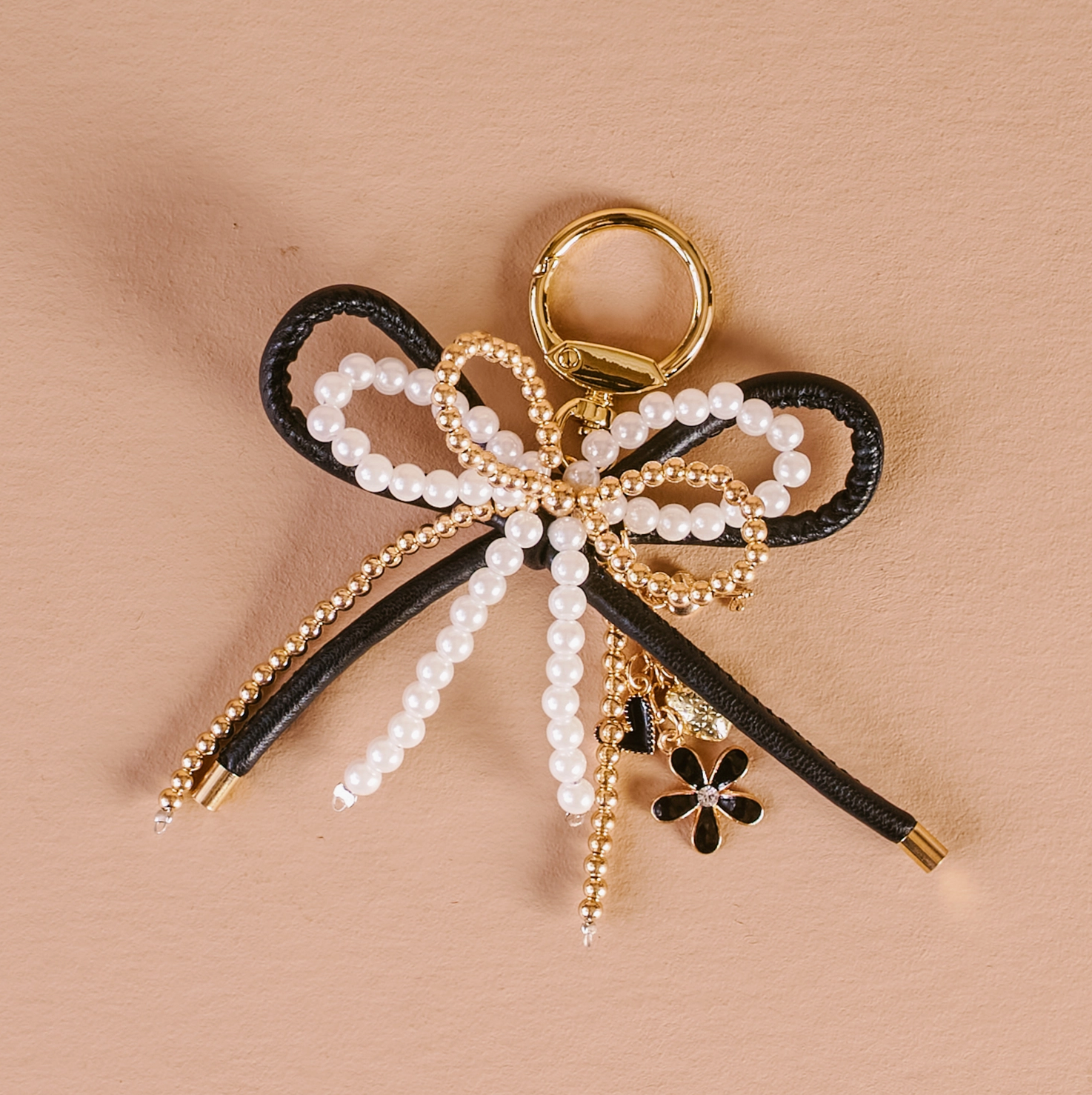 Layered Bows Bag Charm - Black Luxe