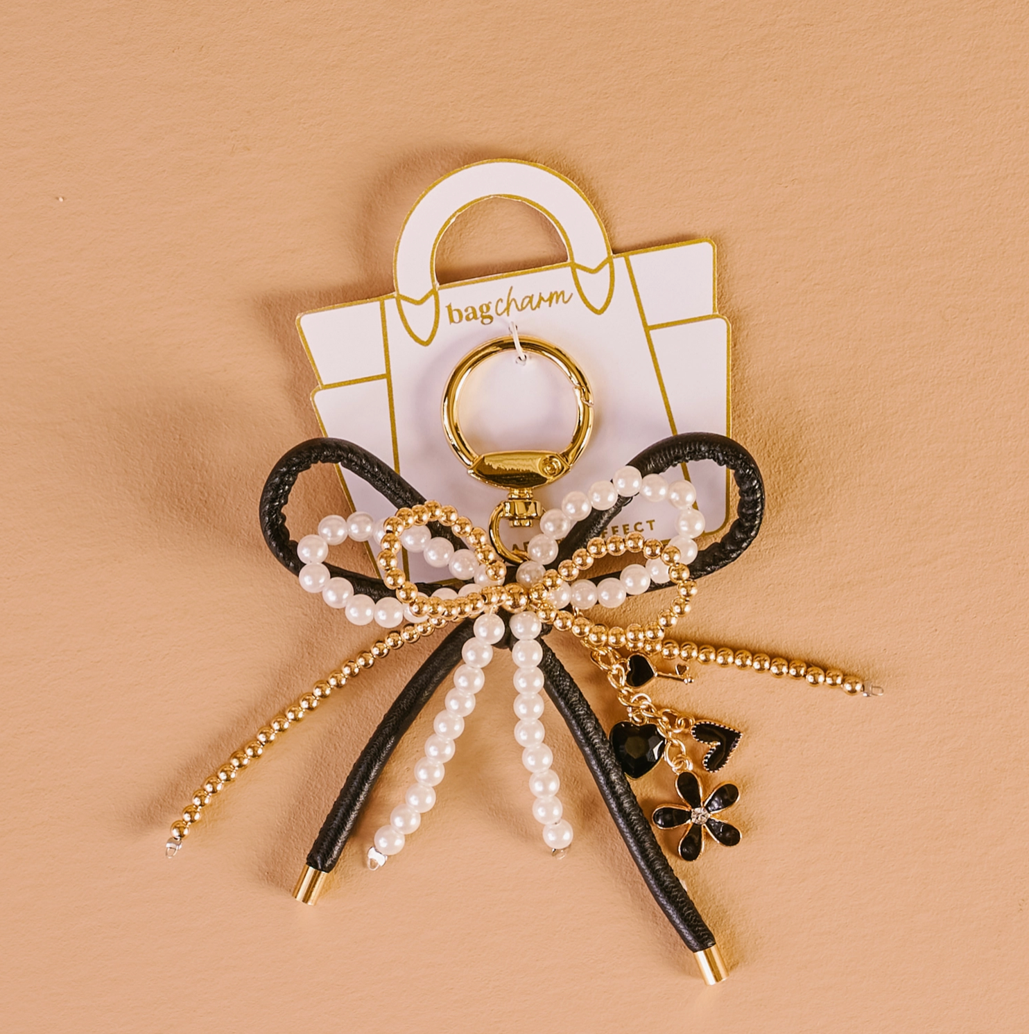 Layered Bows Bag Charm - Black Luxe