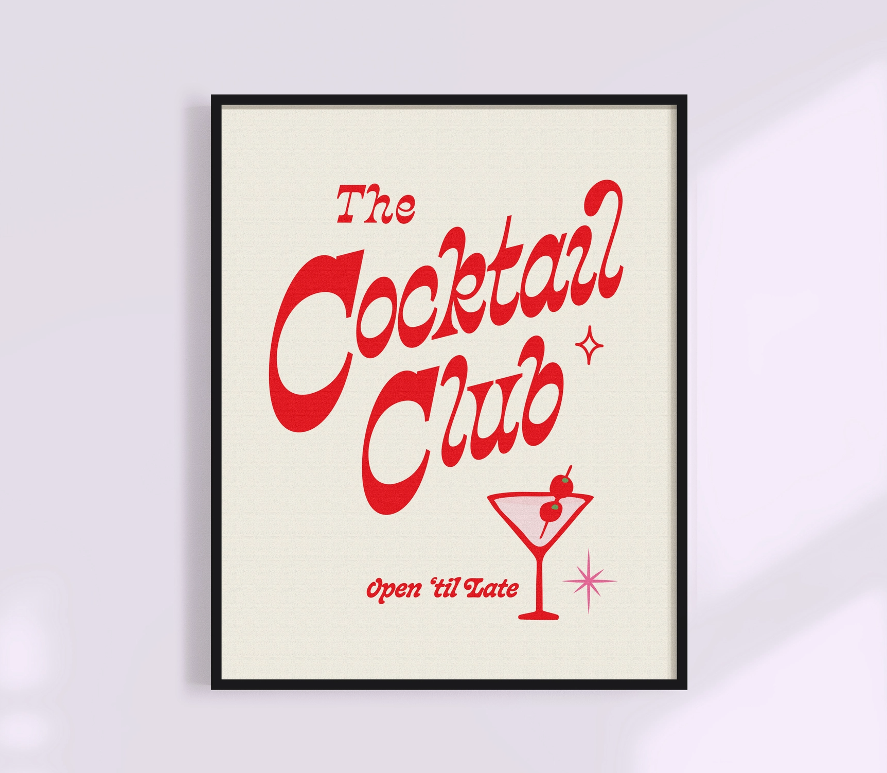 Cocktail Club Print - White & Red
