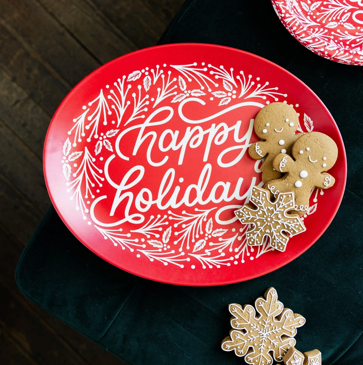 Happy Holidays Oval Tray