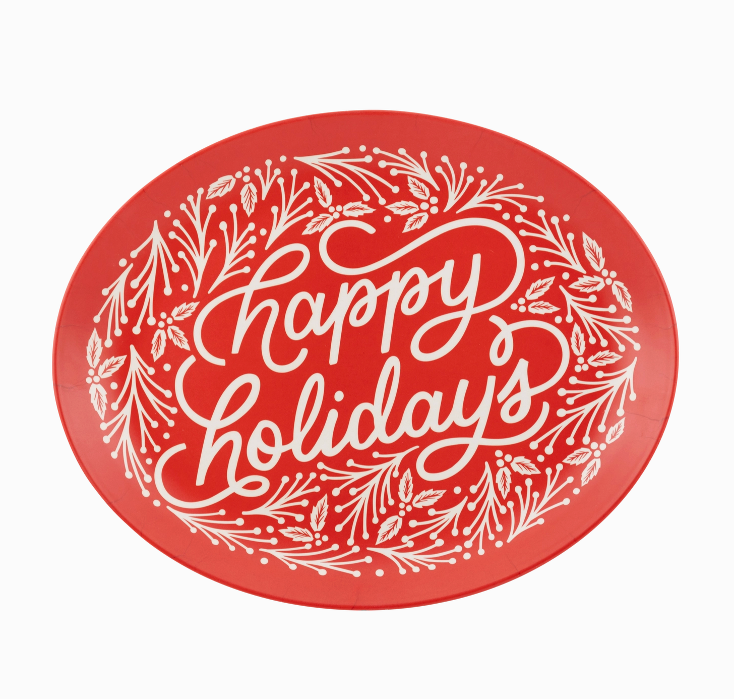 Happy Holidays Oval Tray