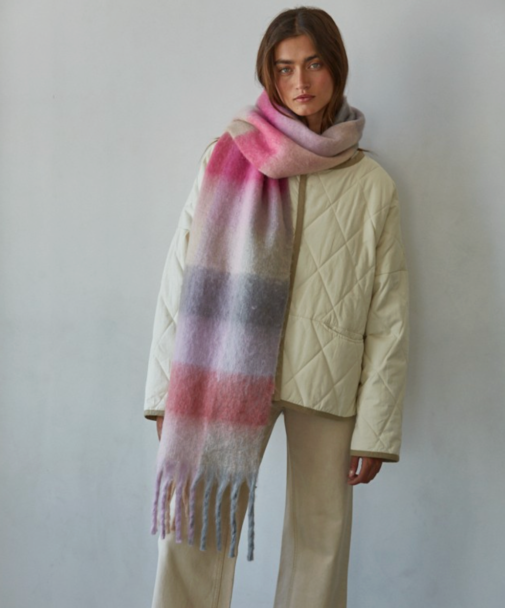 Knit Sweater Scarf - Lavender & Pink