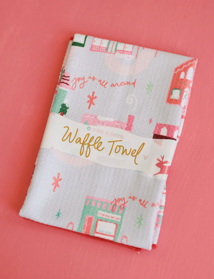 Christmas in the Village Waffle Towel
