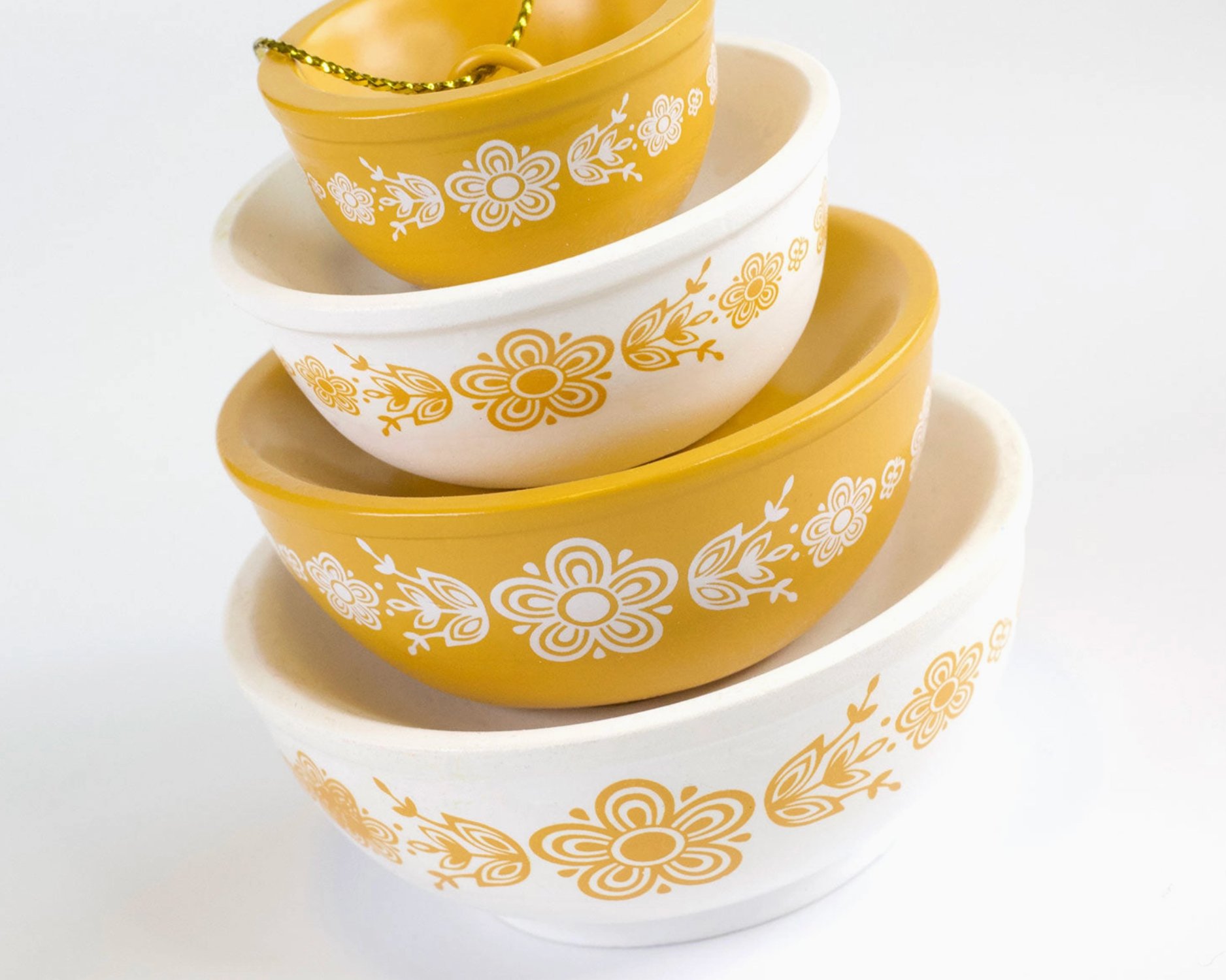 Mini Pyrex-Inspired Bowl Ornament - Butterfly Gold
