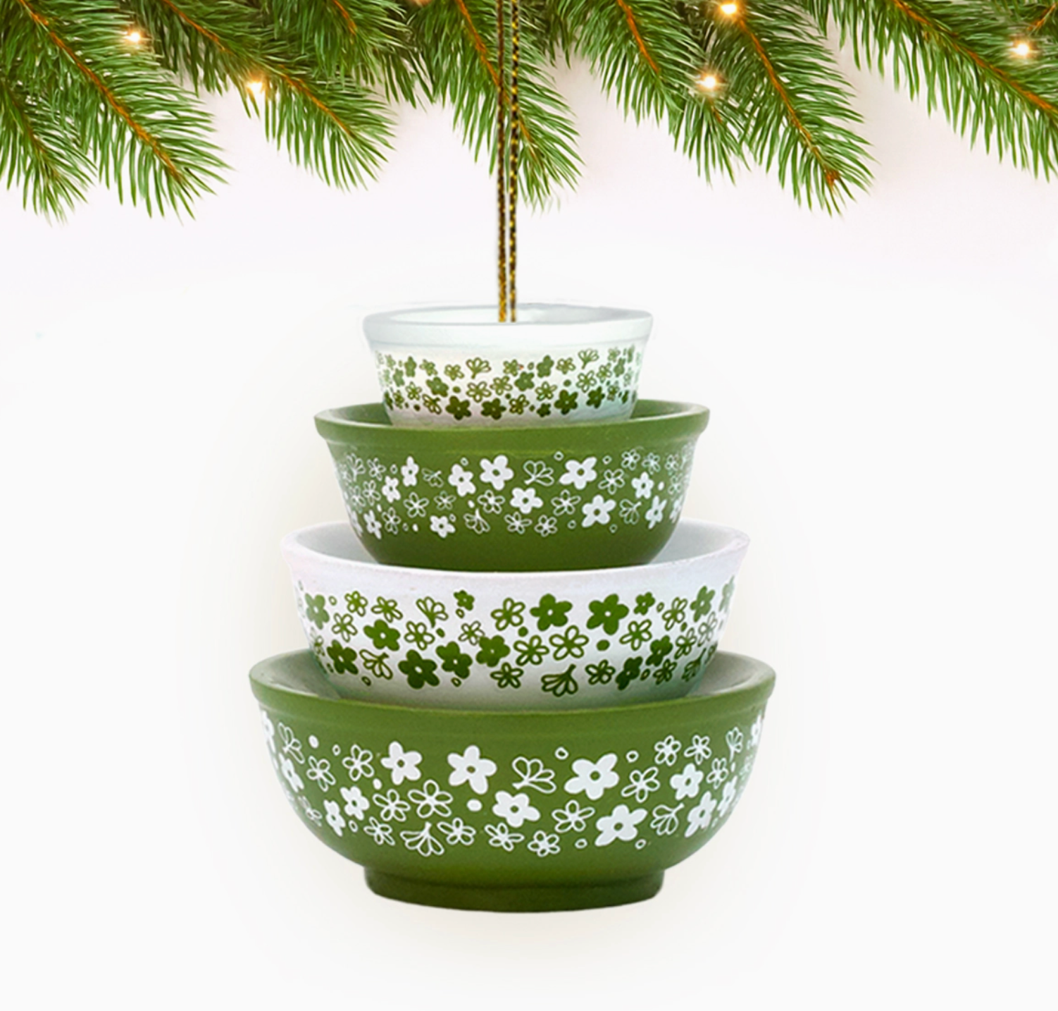 Mini Pyrex-Inspired Bowl Ornament - Spring Blossom