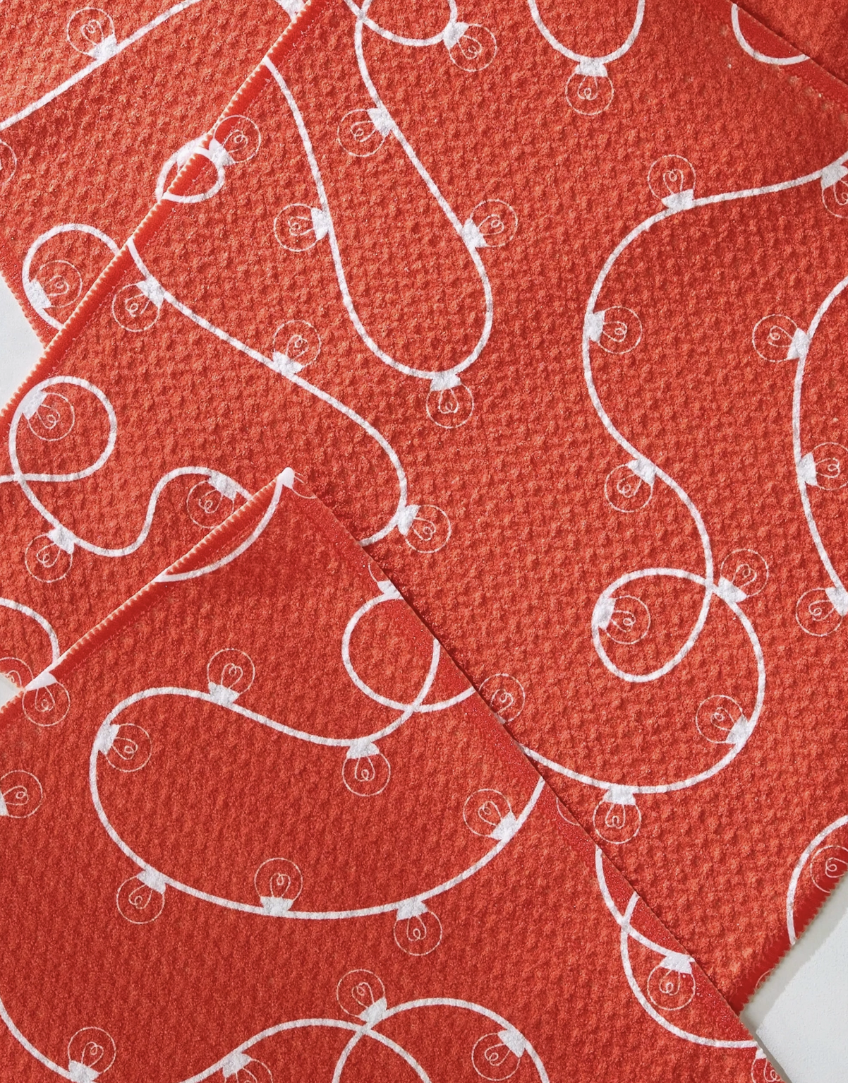 Red Holiday Lights Dishcloth Set