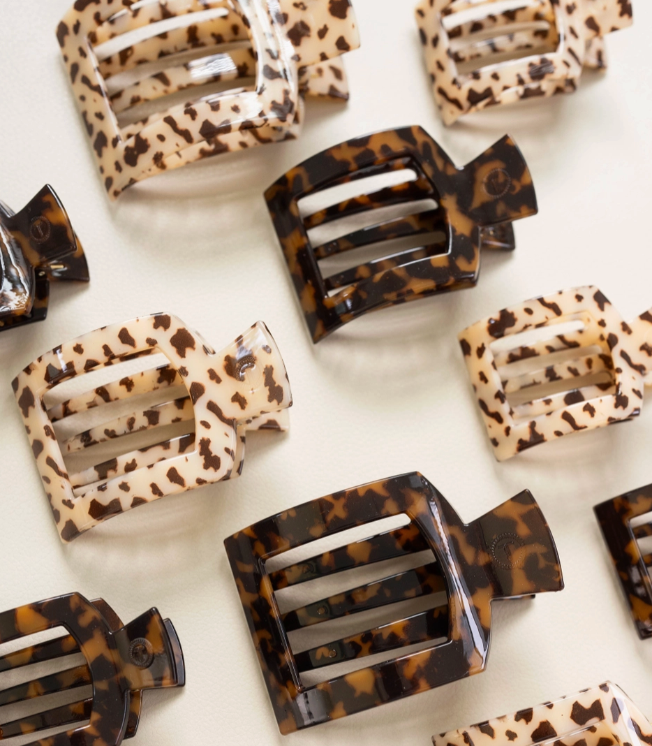 Square Flat Hair Clip - Tortoise
