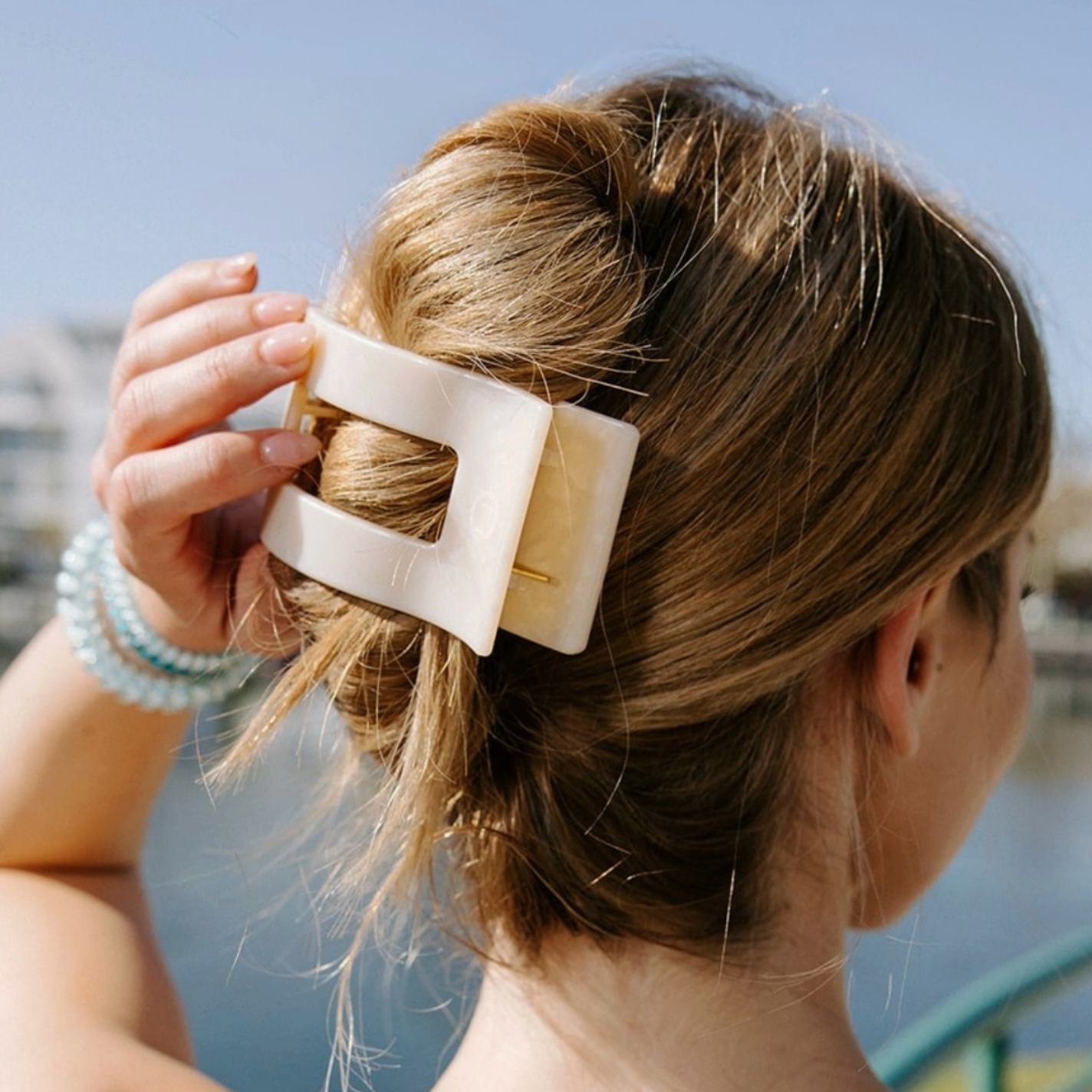 Flat Rectangle Hair Clip- Soft Surf