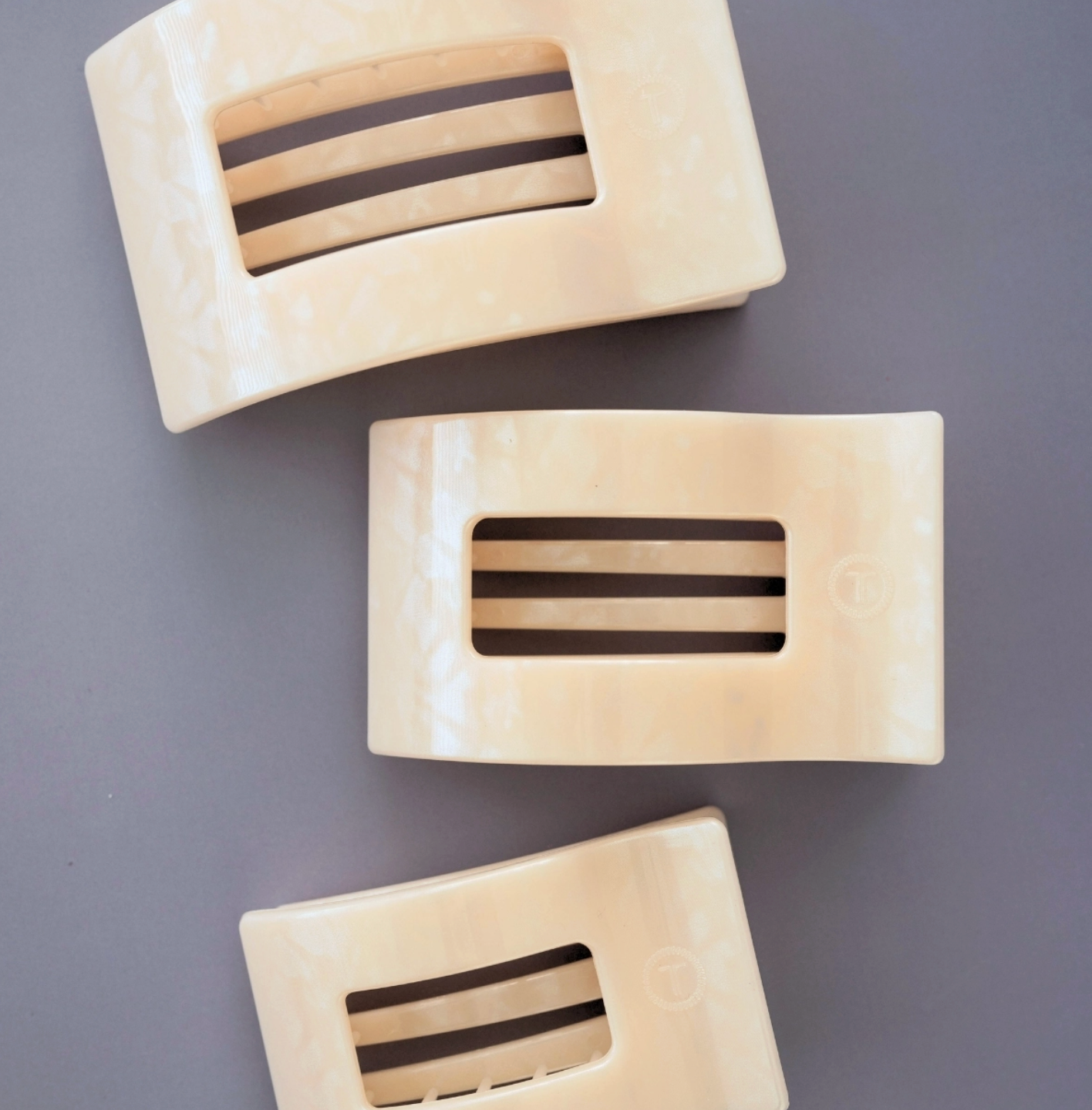 Flat Rectangle Hair Clip- Soft Surf