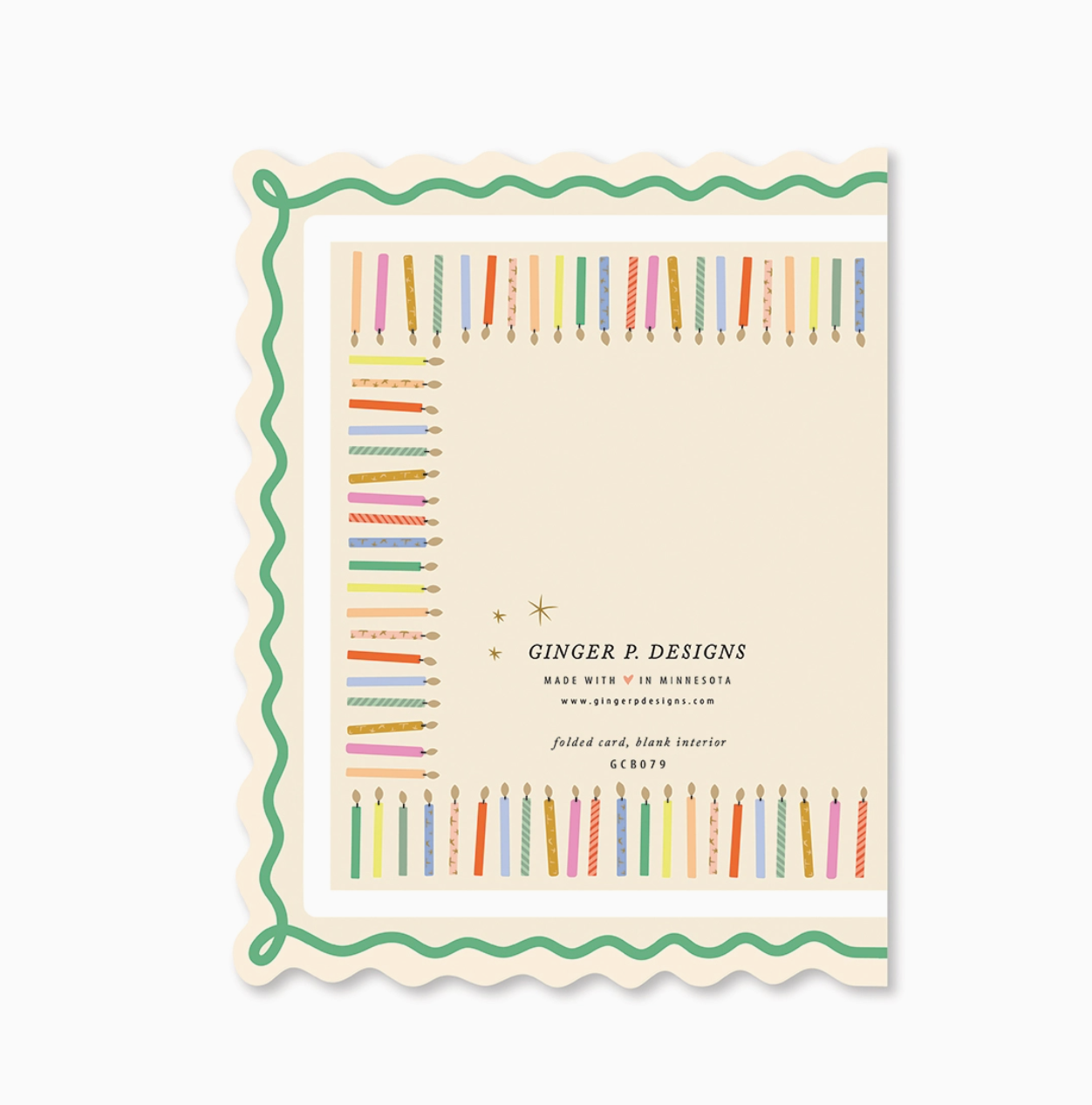 Birthday Cake and Candles Scallop Greeting Card