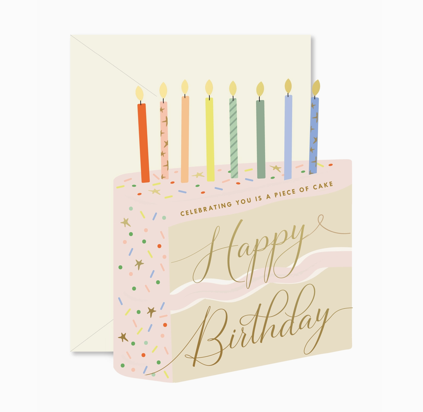 Piece of Birthday Cake Die-Cut Folded Greeting Card
