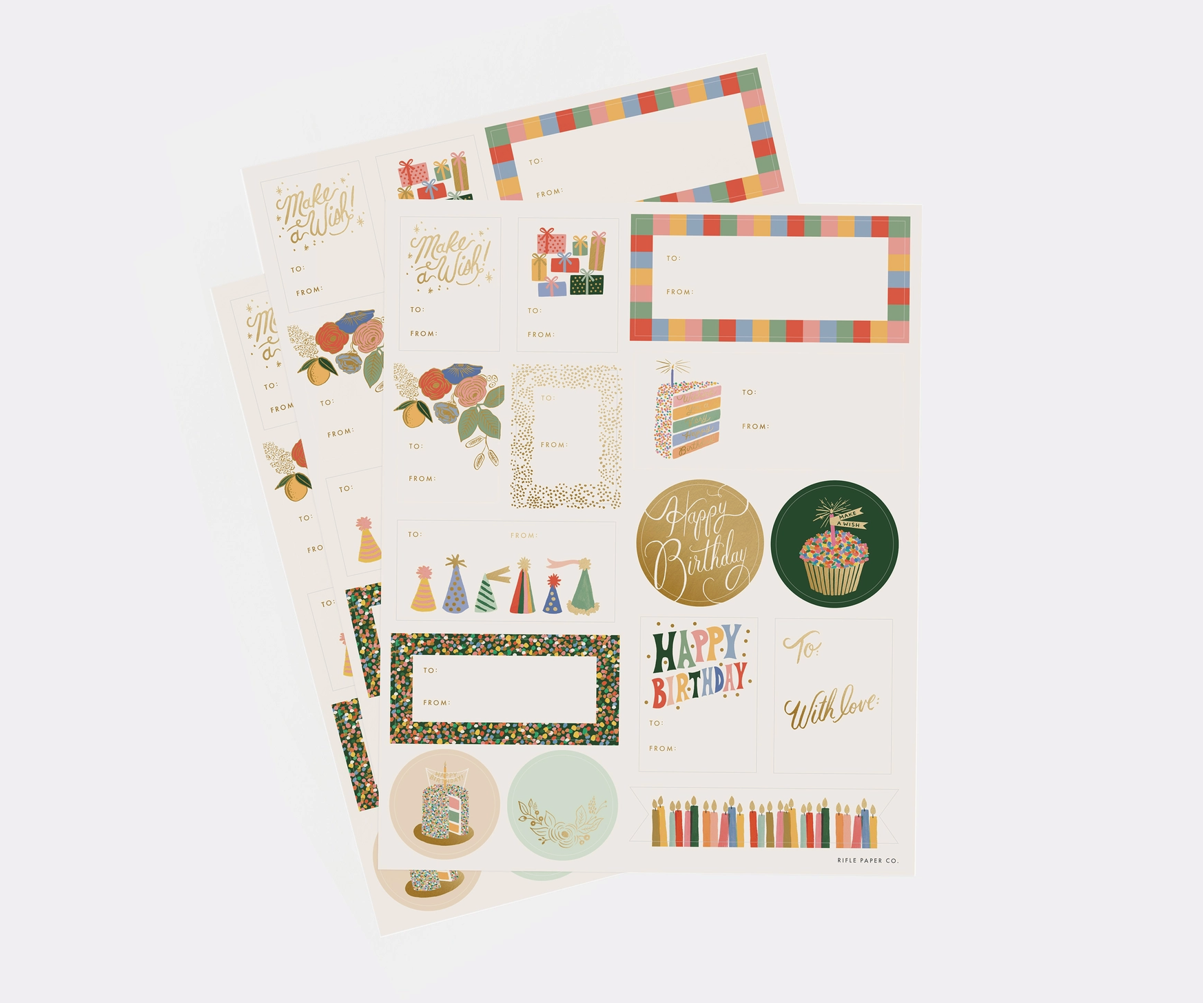 Pack of 3 Birthday Cake Stickers & Labels