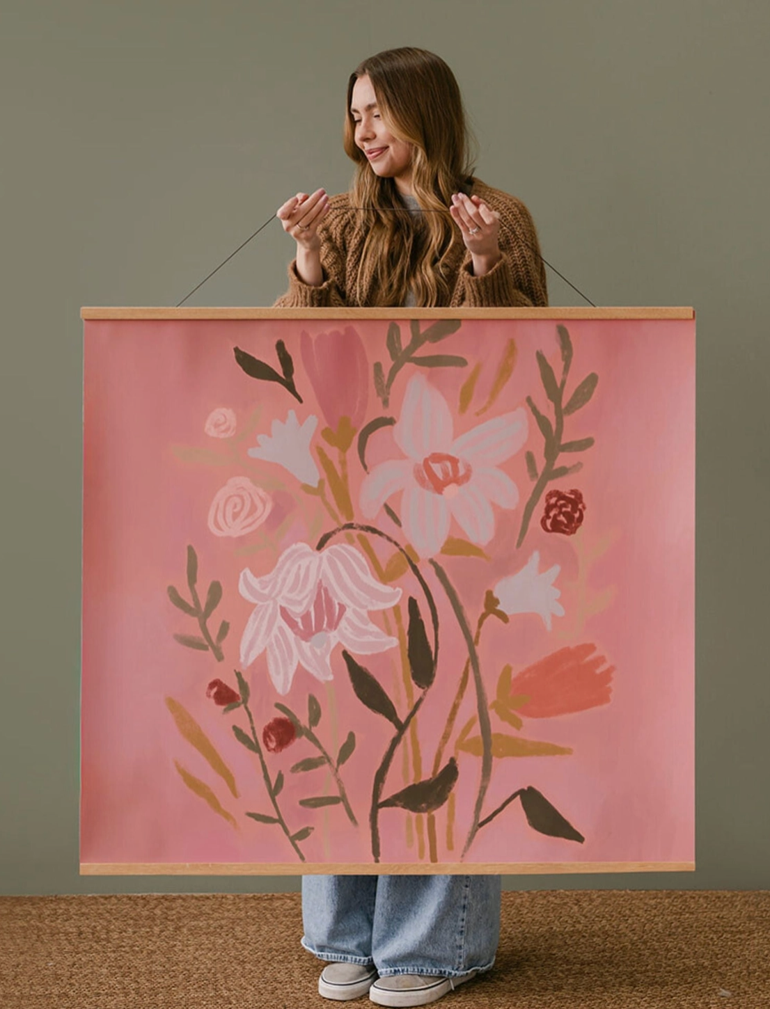 Large Cotton Canvas Poster: Spring Flowers