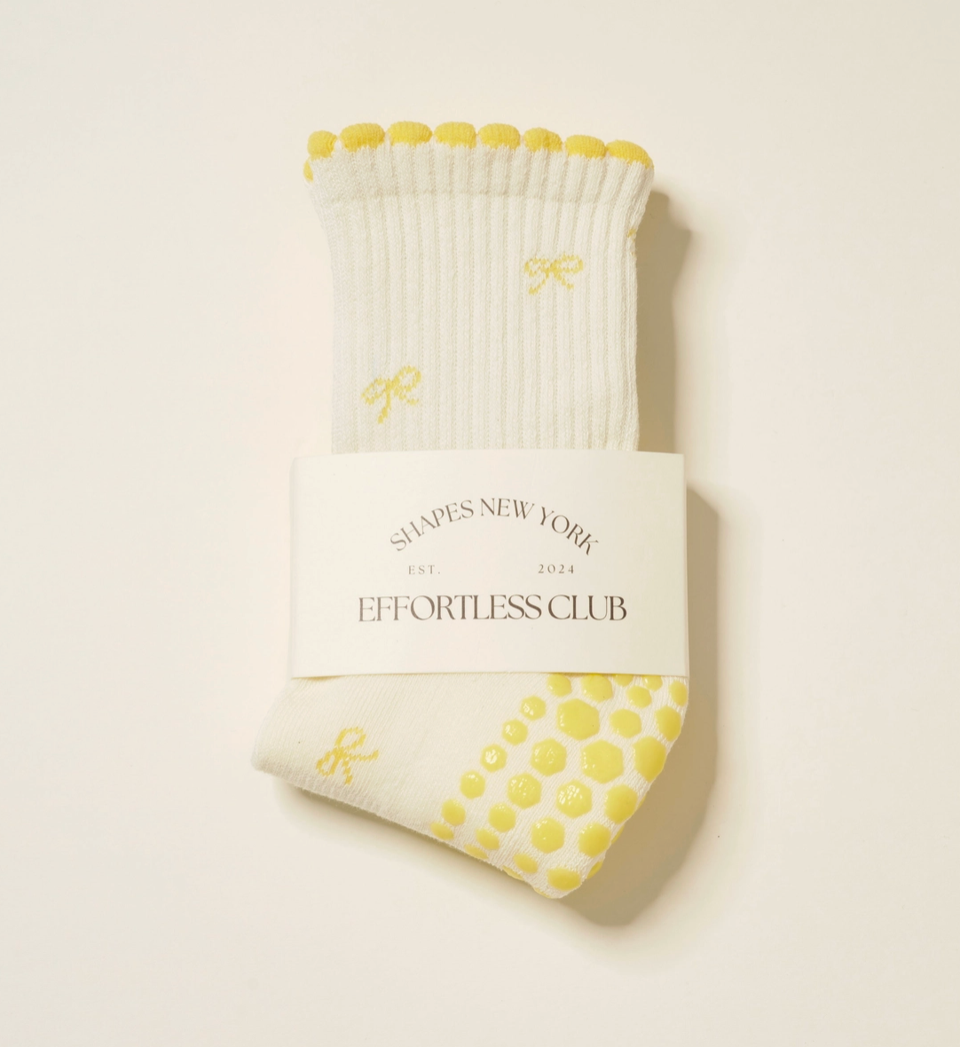 Mini Bow Yellow Grip & Pilates Socks