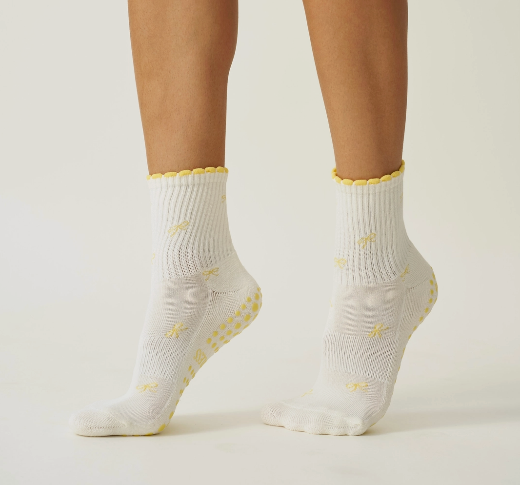 Mini Bow Yellow Grip & Pilates Socks