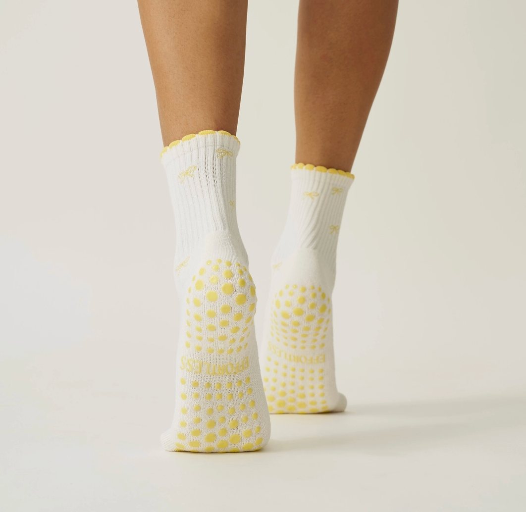 Mini Bow Yellow Grip & Pilates Socks