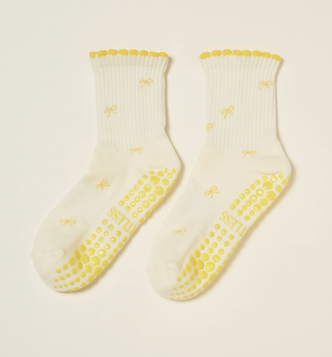 Mini Bow Yellow Grip & Pilates Socks