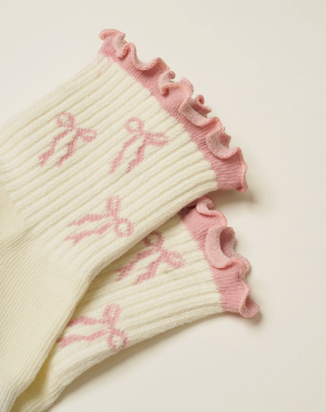 Pink Bow Ruffle Grip & Pilates Socks