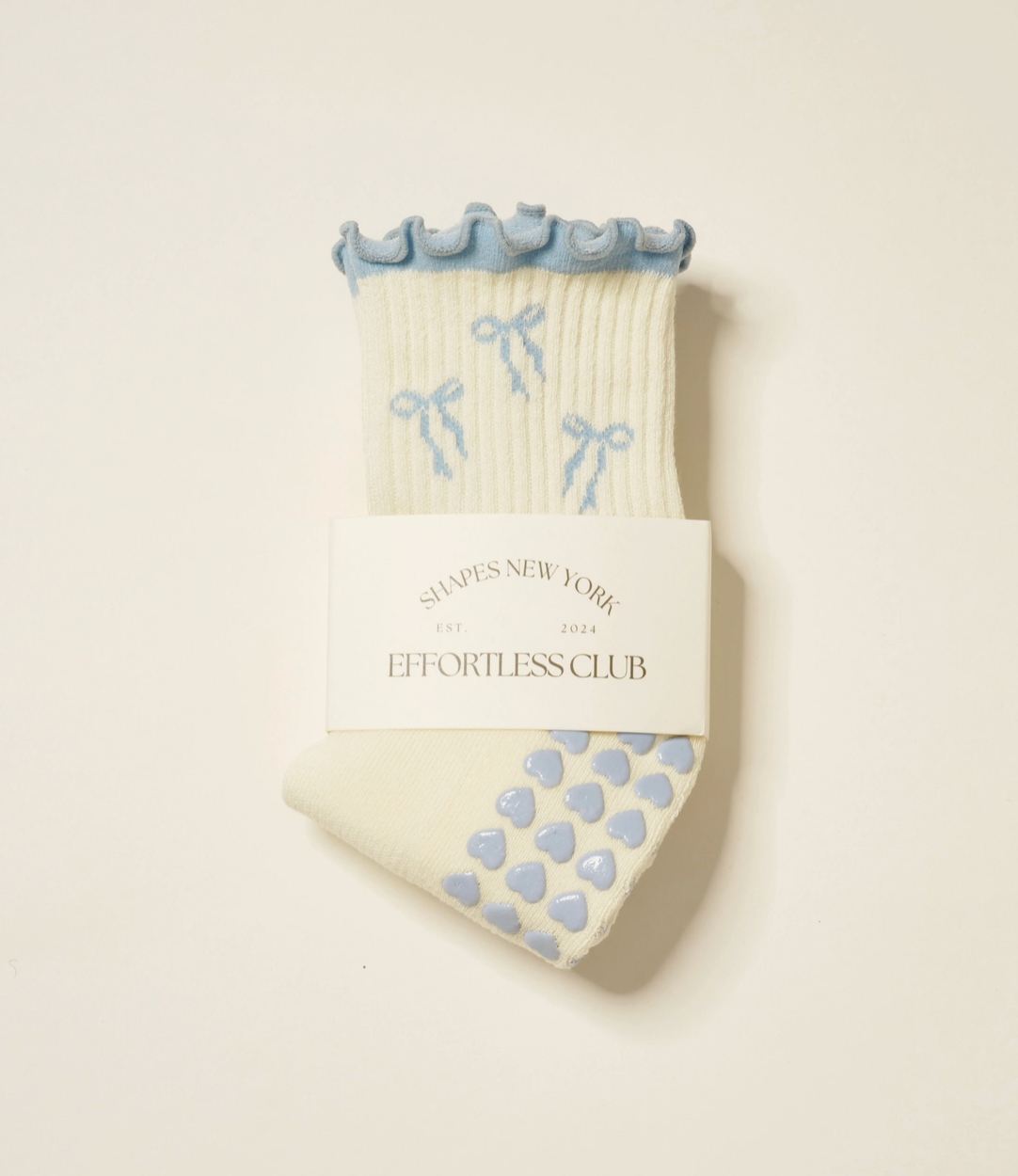 Blue Bow Ruffle Grip & Pilates Socks