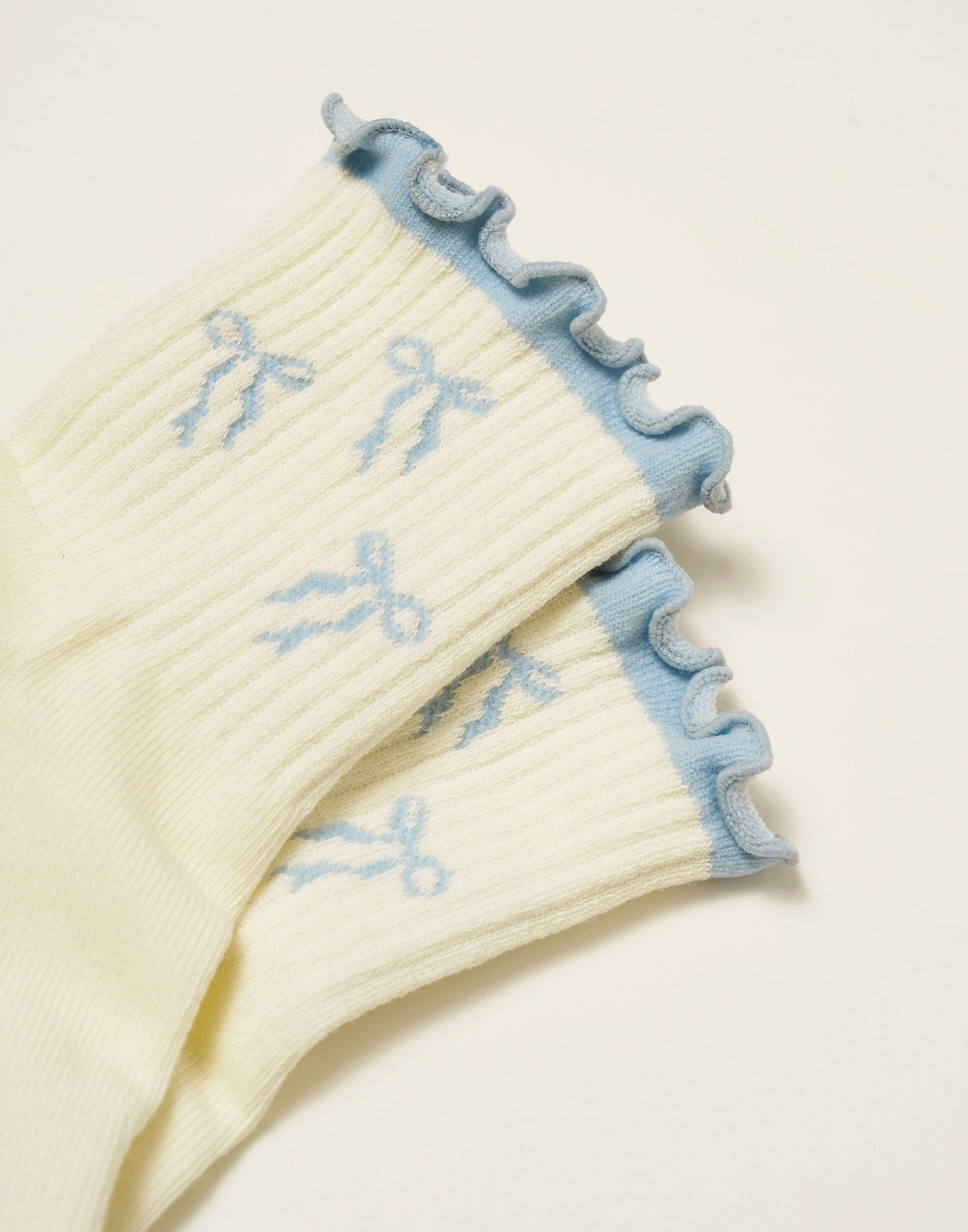Blue Bow Ruffle Grip & Pilates Socks