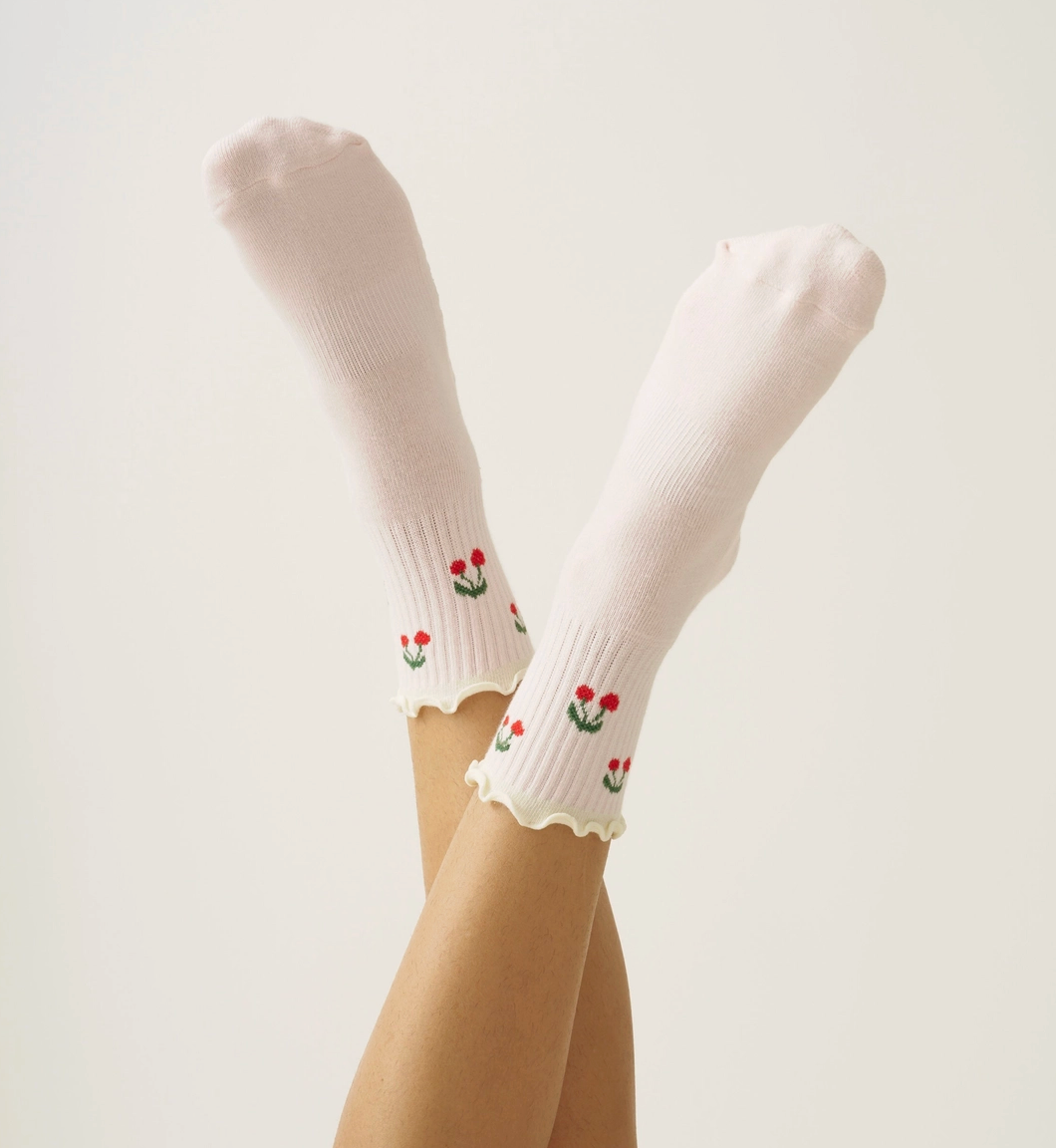 Cherry Ruffle Grip & Pilates Socks