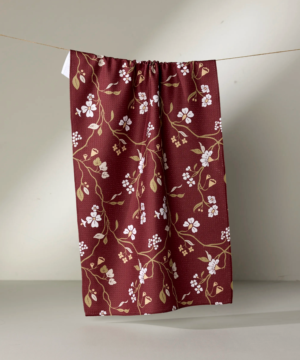 Lunaria in Merlot Tea Towel