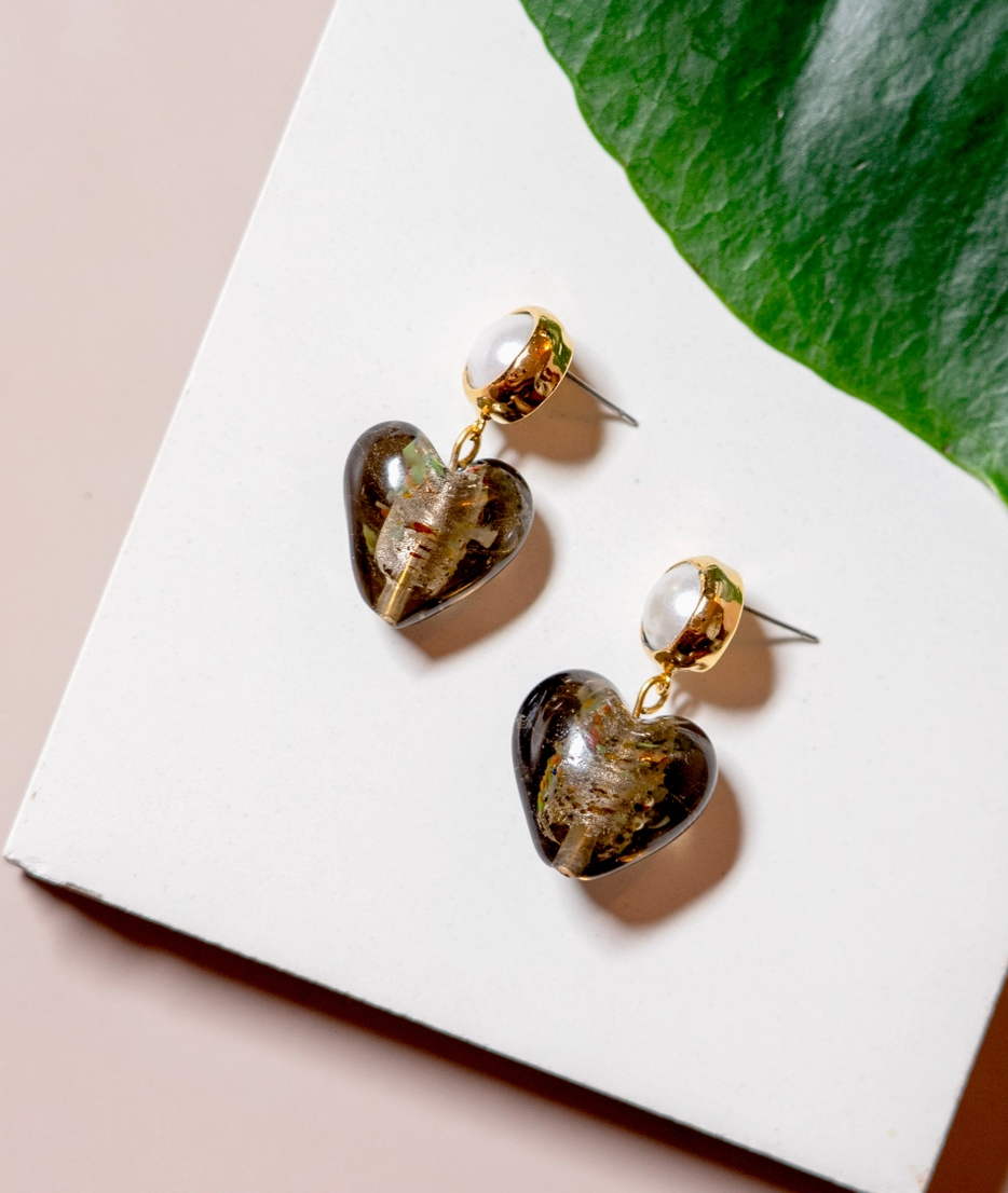 Heart of Glass Earrings - Slate Grey