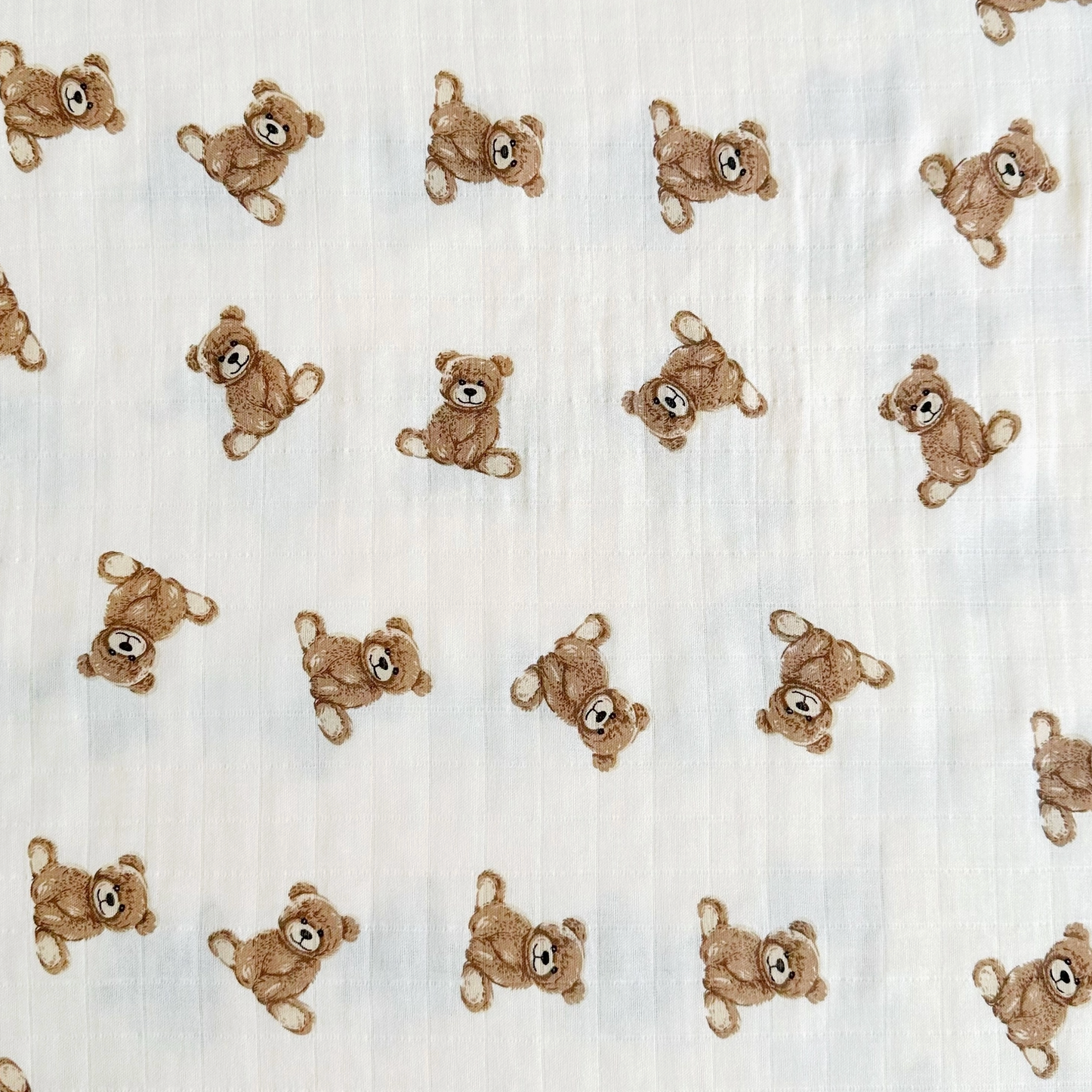 Bamboo Muslin Swaddle Baby Blanket - Teddy Bear
