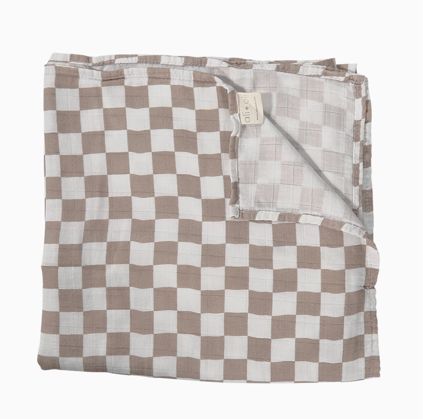 Bamboo Muslin Swaddle Baby Blanket - Mocha Checkers