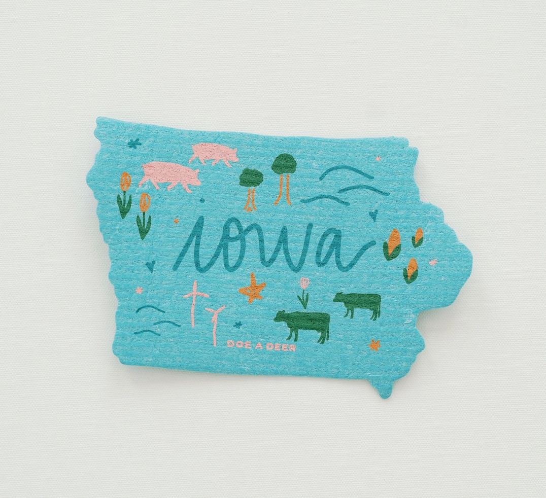 Iowa Shaped Swedish Dishcloth