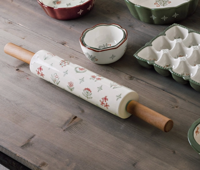 Camellia Stoneware Rolling Pin
