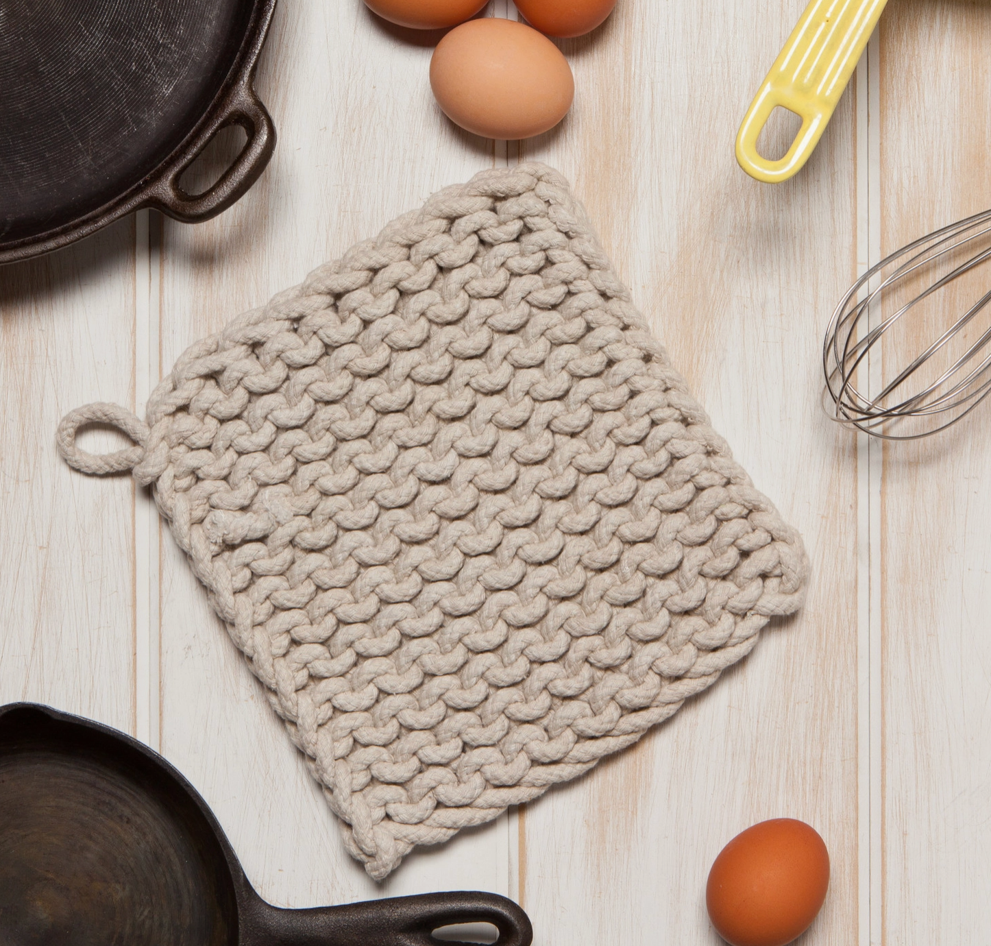 Dove Gray Knit Potholder