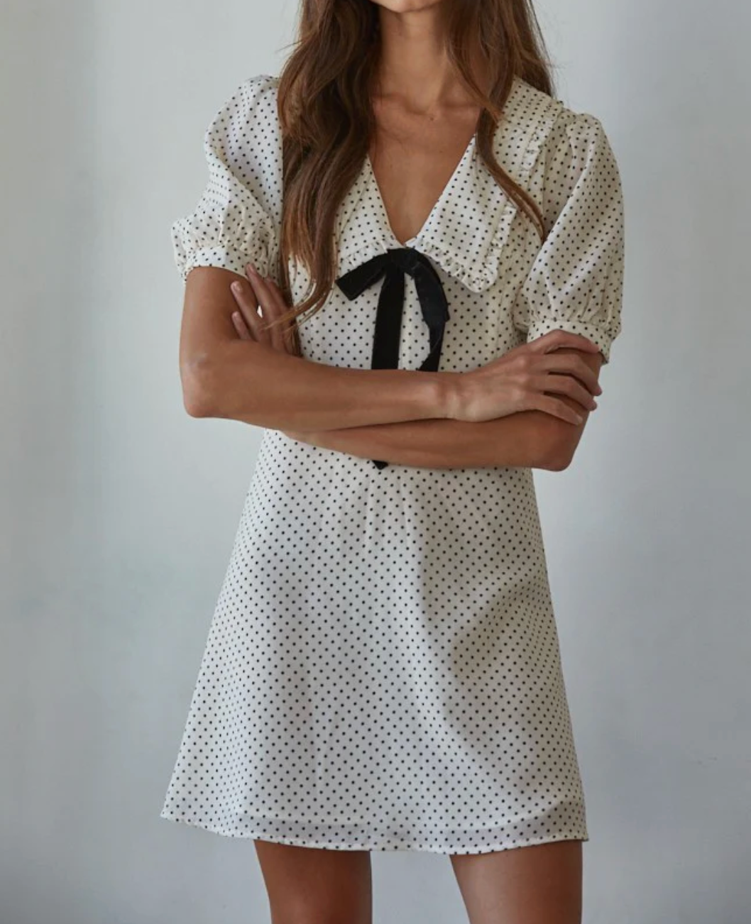 Chiffon Swiss Dot Print Mini Dress