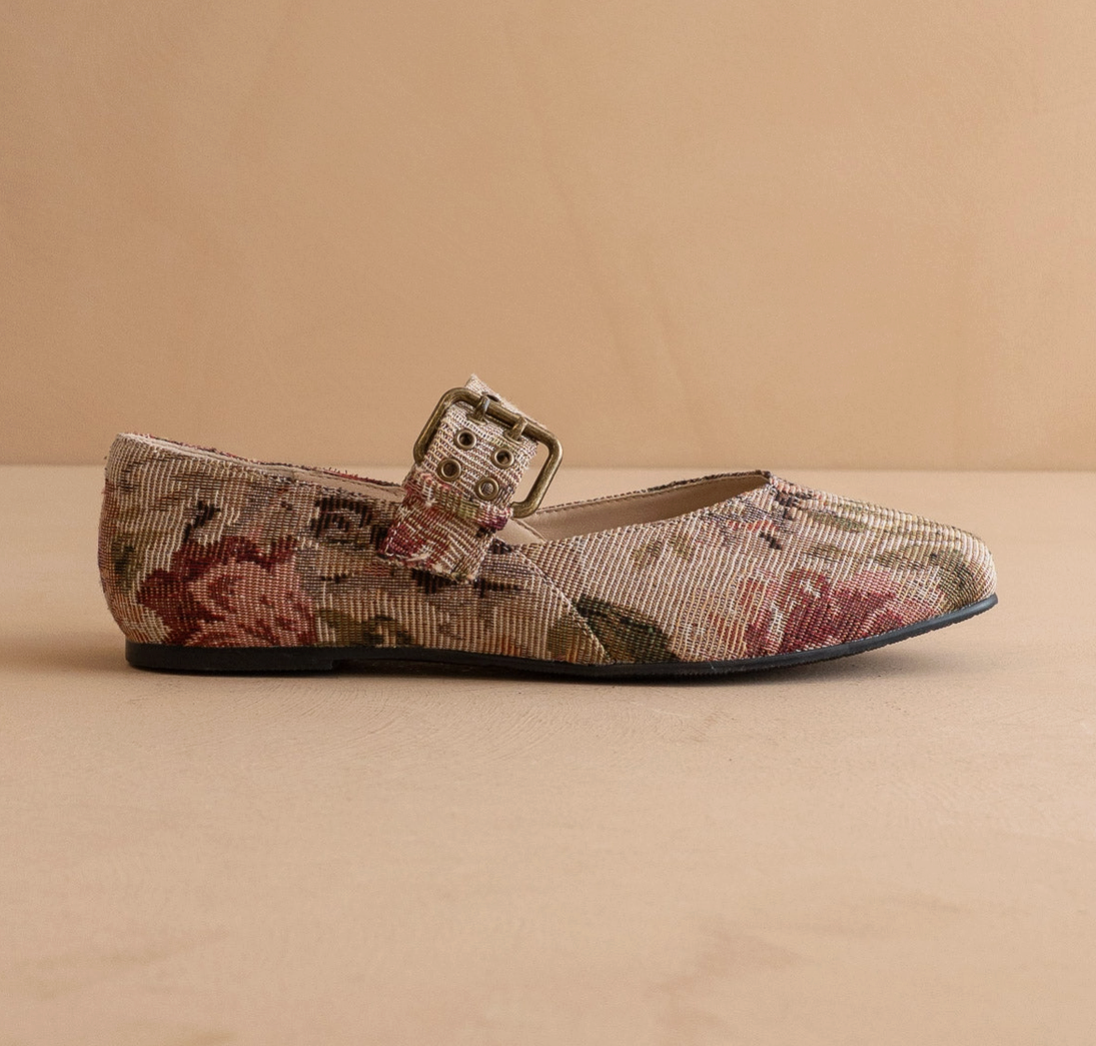 The Soho | Mauve Tapestry Ballet Flat with Buckle