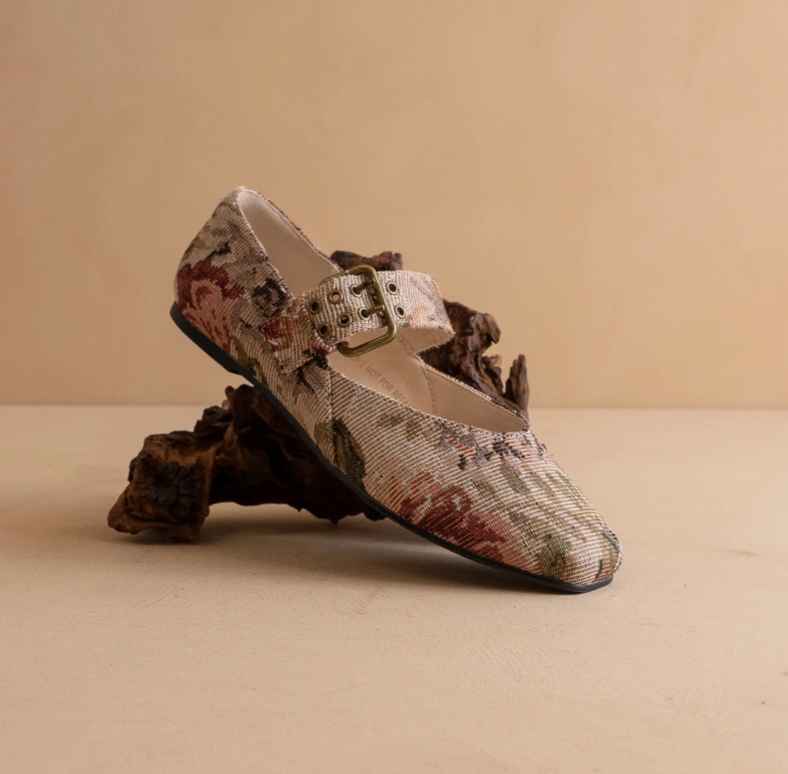 The Soho | Mauve Tapestry Ballet Flat with Buckle