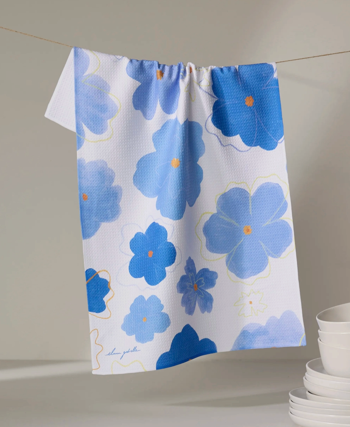 Blue Blossoms Tea Towel