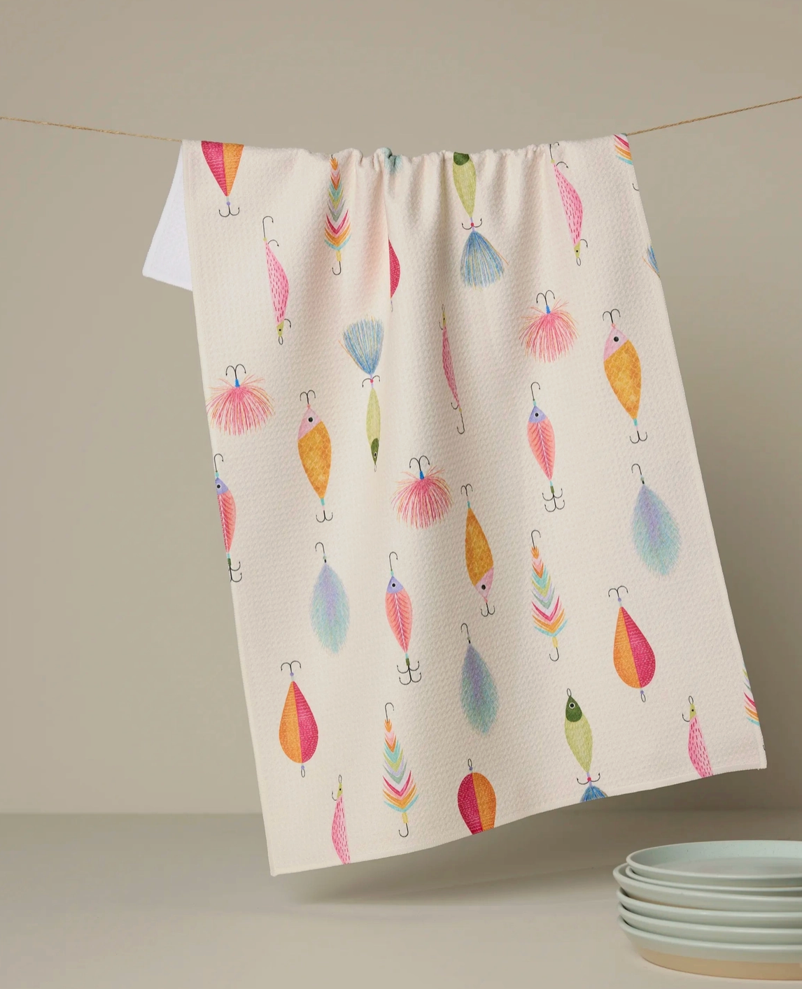 Fishing Lures Tea Towel