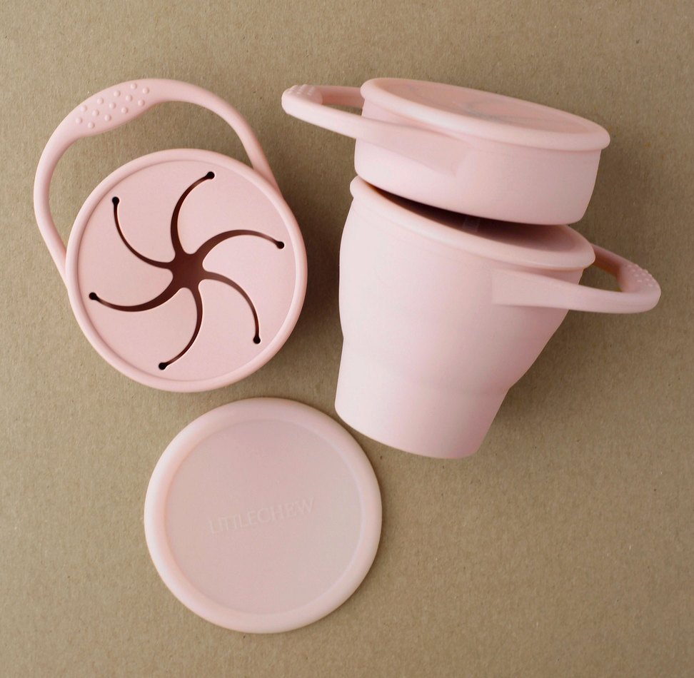 Foldable Silicone Snack Cup - Pale Pink