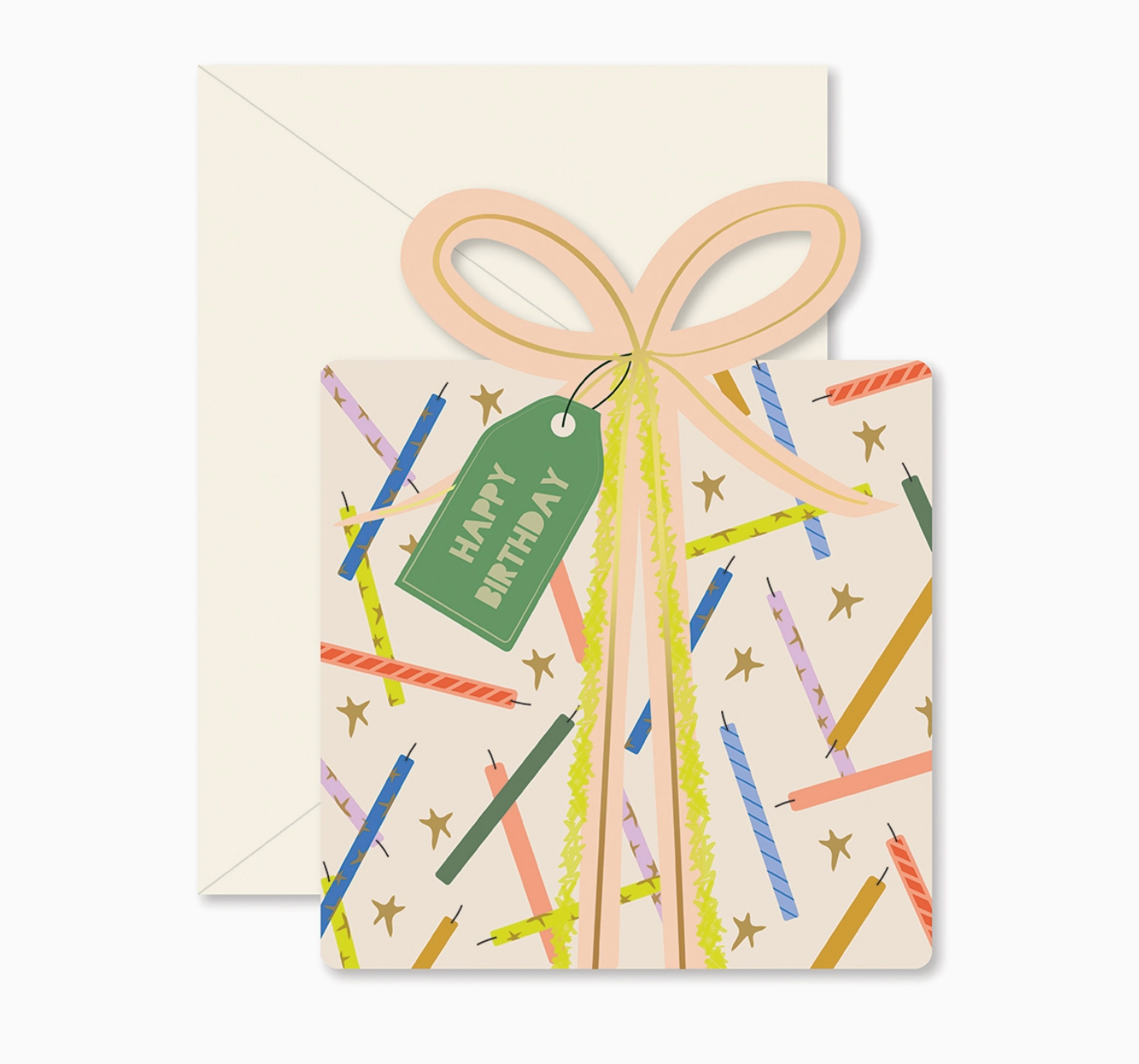 Birthday Gift Star Candles Folded Greeting Card