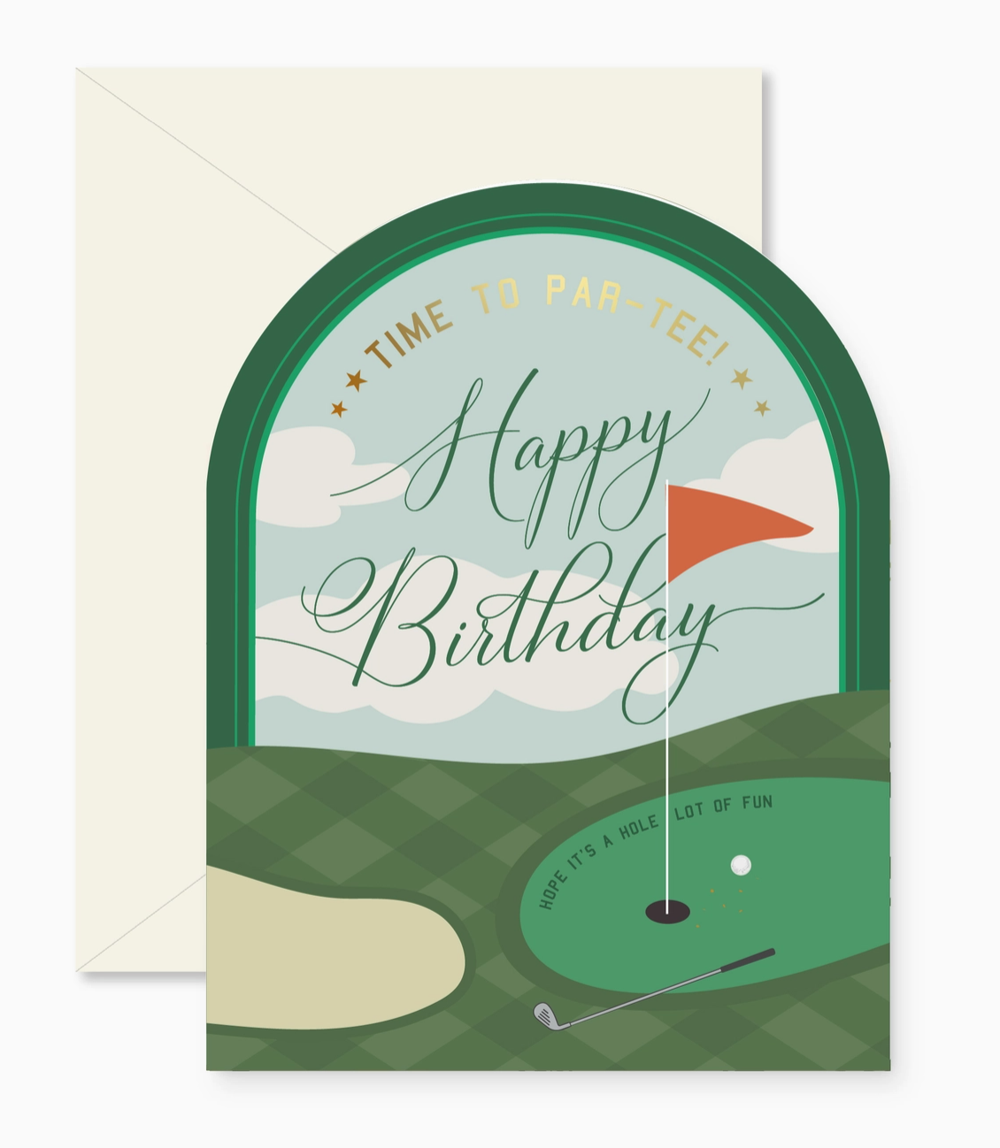 Time To Par-Tee Golf Birthday Arch Greeting Card