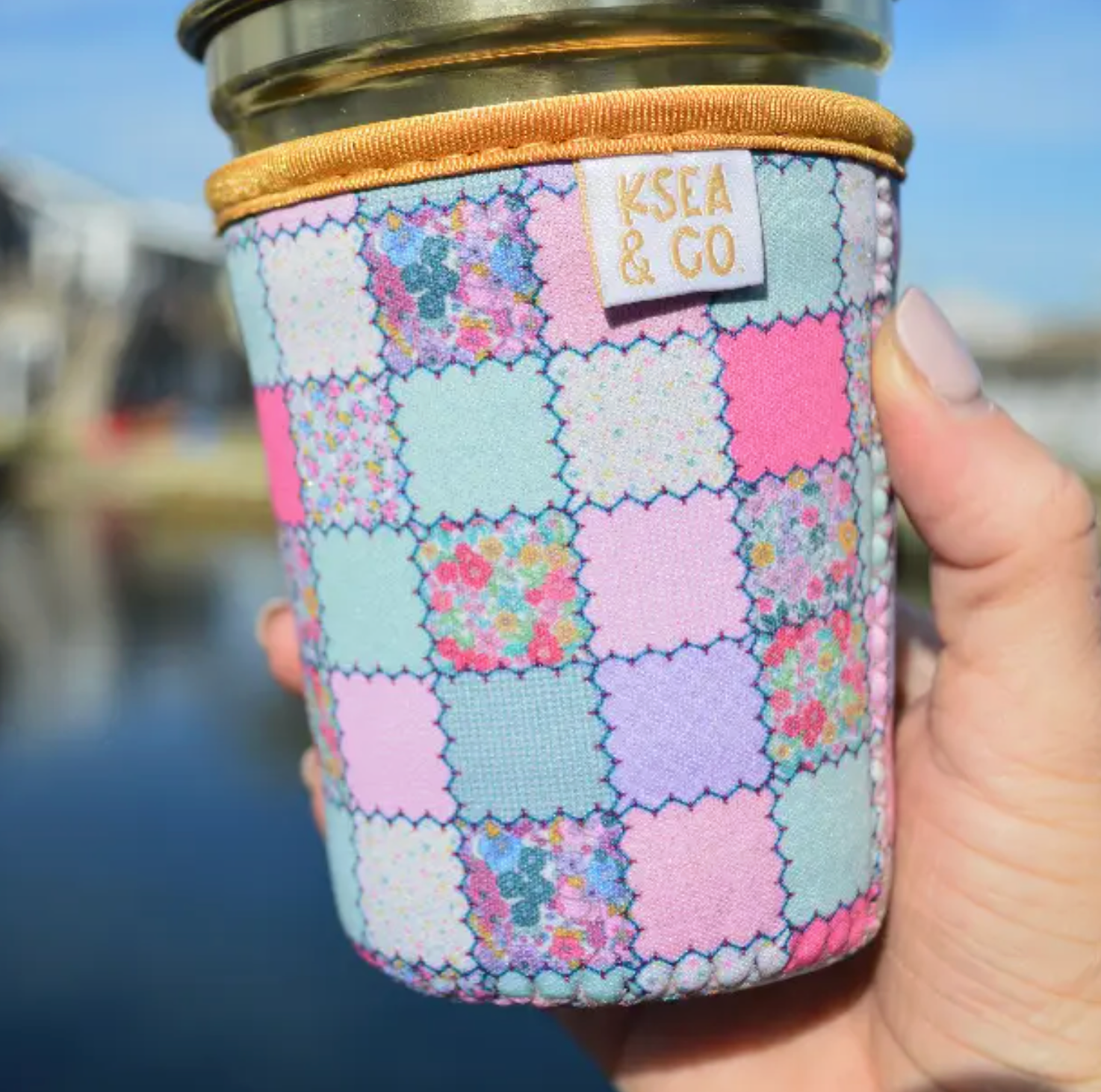 Vintage Patchwork Iced Coffee Drink Sleeve