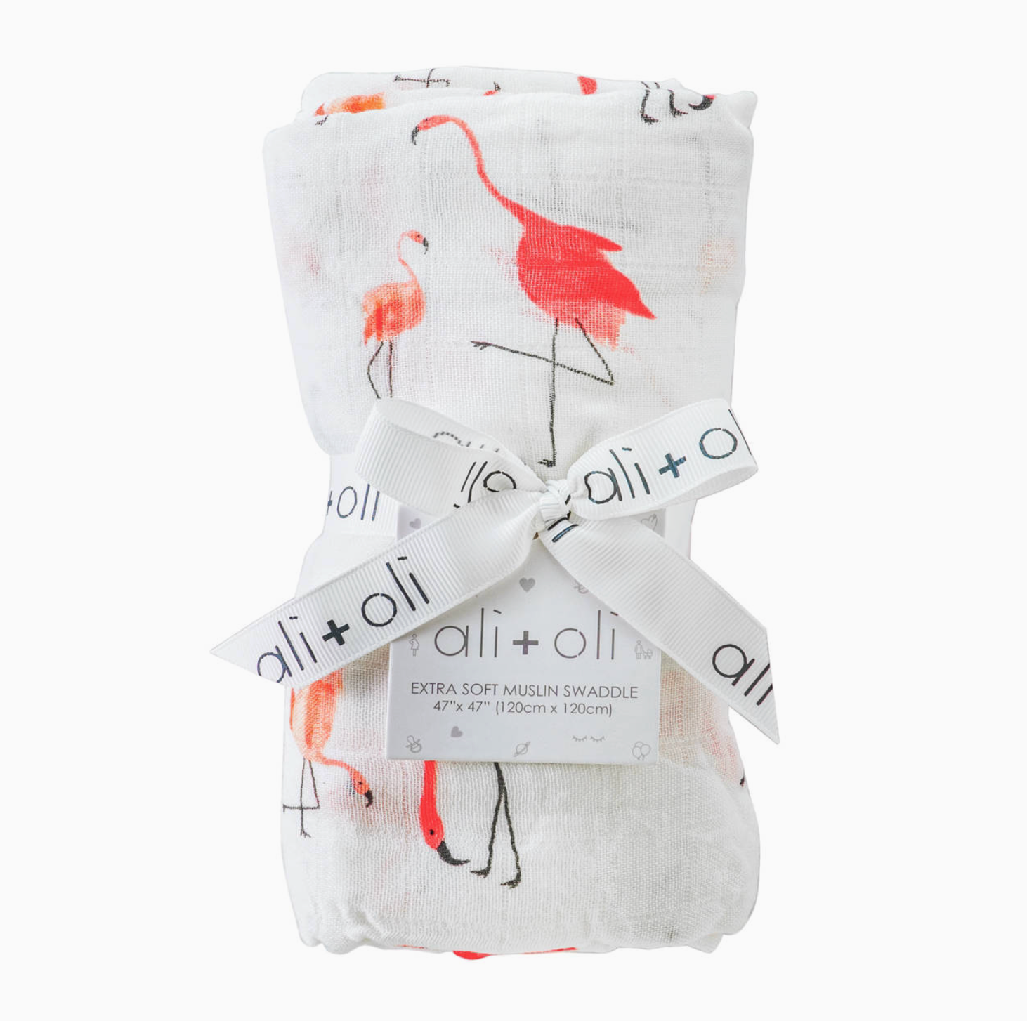Bamboo Muslin Swaddle Baby Blanket - Flamingo